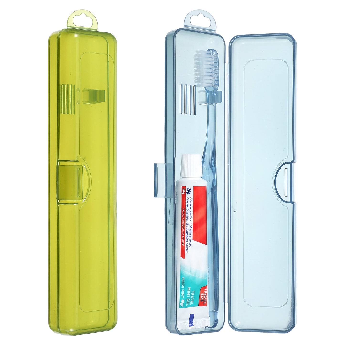 PEOVLVN 2 Pack Toothbrush Travel Case, Compact Portable Plastic Toothbrush Holder Travel Containers with Breathable Holes Tooth Brush Case for Vacation Camping Gym Business Trips Office Cruise
