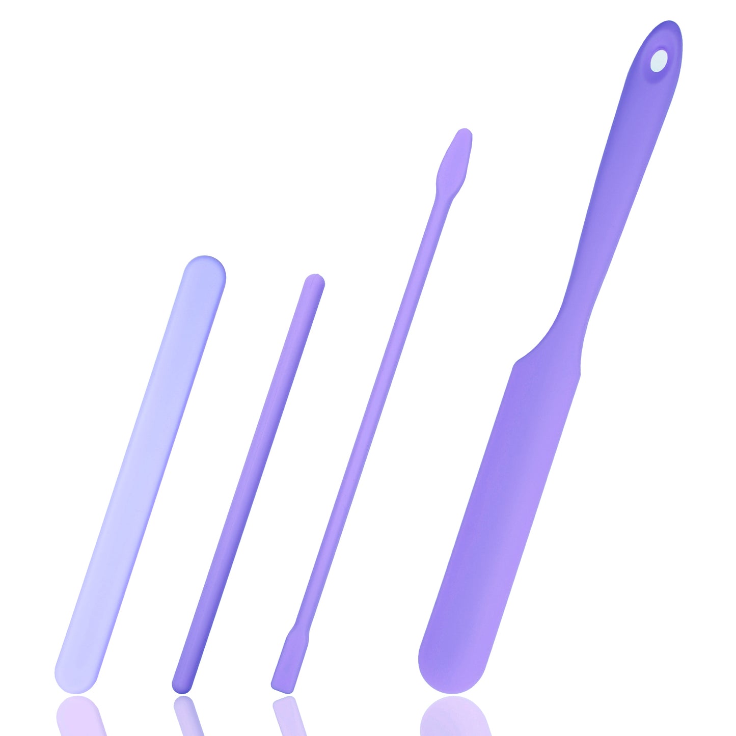 4 PCS Non-Stick Wax Spatulas Set, Silicone Wax Applicator Different Sizes Scrapers Reusable Silicone Stirring Stick For Home Salon Body Use (Pruple)