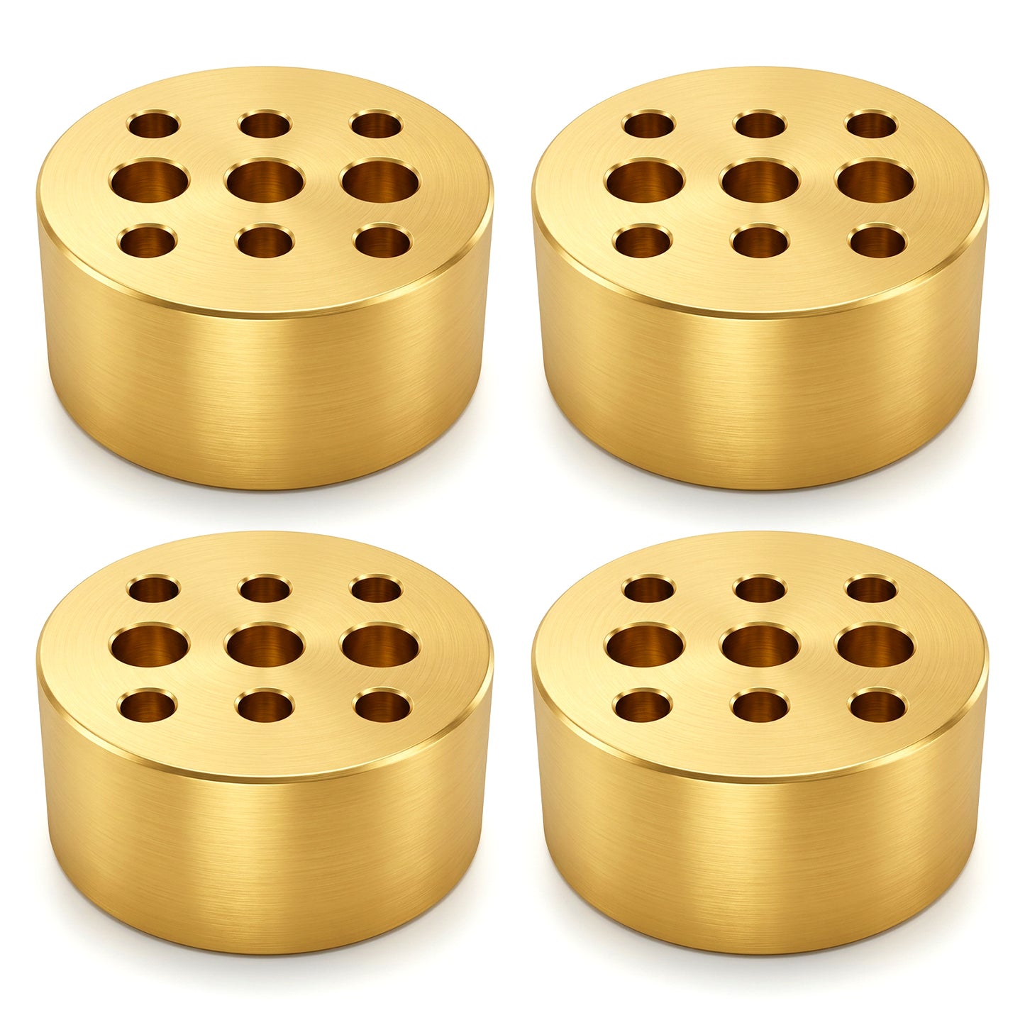 4 Pack Incense Holder, Brass Incense Cone Burner Stick Holder with 9 Holes Incenses Stand Base For Yoga Spa Room Home Office, 0.75" Dia. 0.35" Tall, Gold
