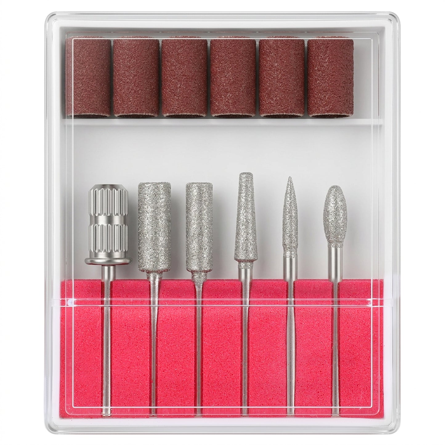 6 Pcs Nail Drill Bits Set, 3/32'' Professional Nail Art Tools Set for Acrylic Art with 6 pcs Sanding Bands for Manicure Pedicure