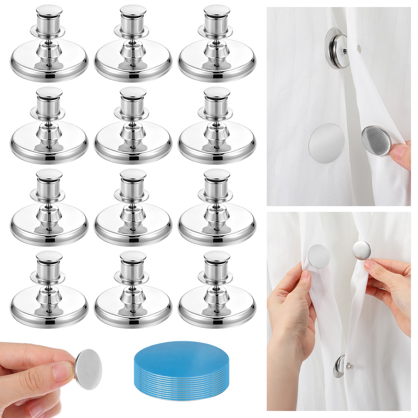 Premium Magnetic Curtain Clips, Strong Hold, Easy To Use, Light Blocking, Versatile For Home, Office, Travel, Curtains, Shower Liners, Tablecloths