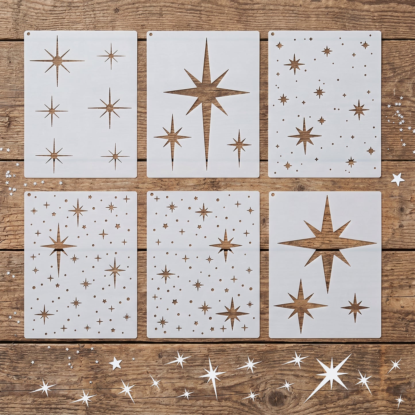 12 Pcs Large Star Stencil for Painting Reusable Stencils for Crafts, DIY Stencil for Paintings Stencilss, Stencils for Painting on Wood Craft Canvas Fabric Home Decoration