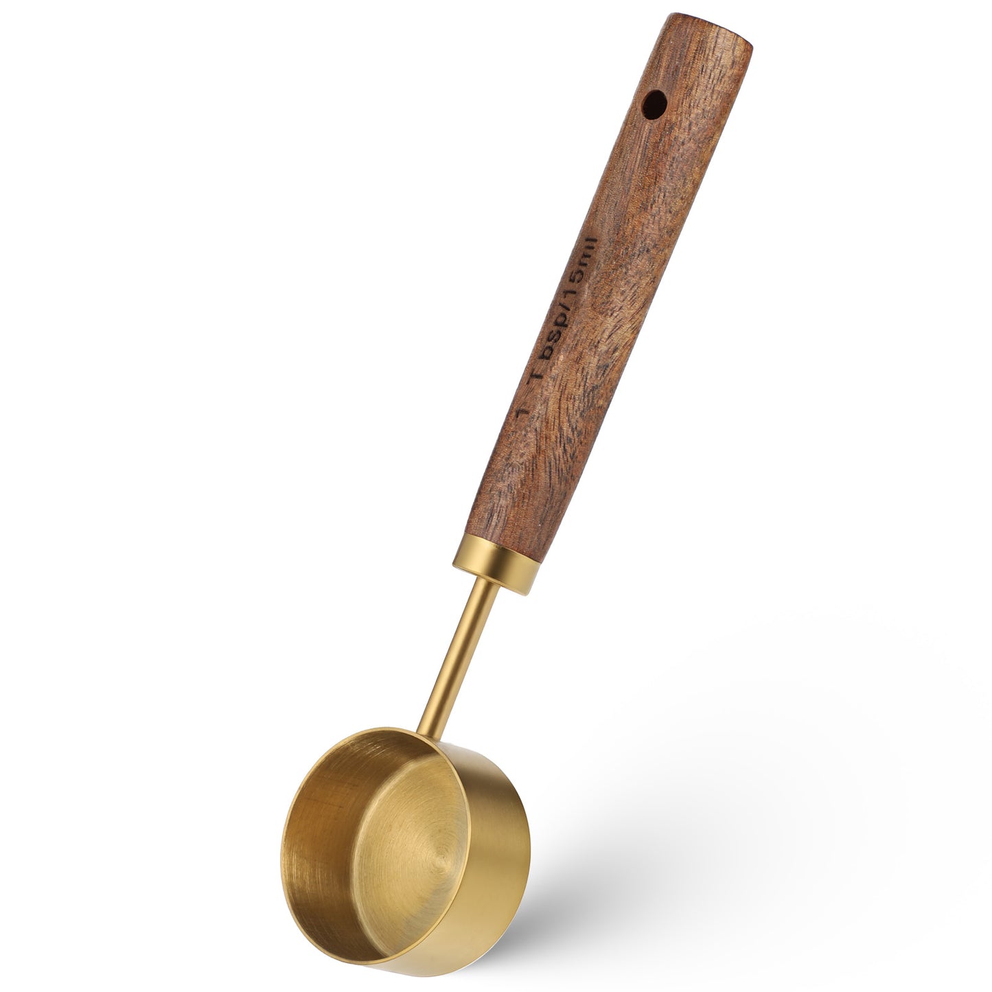 Stainless Steel Wood 1 Teaspoon Scoop, Wood Long Handle Coffee-Bean Scoops Coffee Measuring Scoop 15ml Capacity Tablespoon Perfect for Coffee, Tea and More