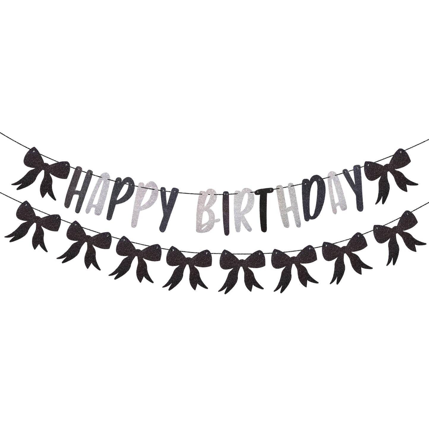 1 Set Black Happy Birthday Banner, Black Bow Birthday Decorations, Coquette Bow Banner for Bowknot Themed Party Supplies