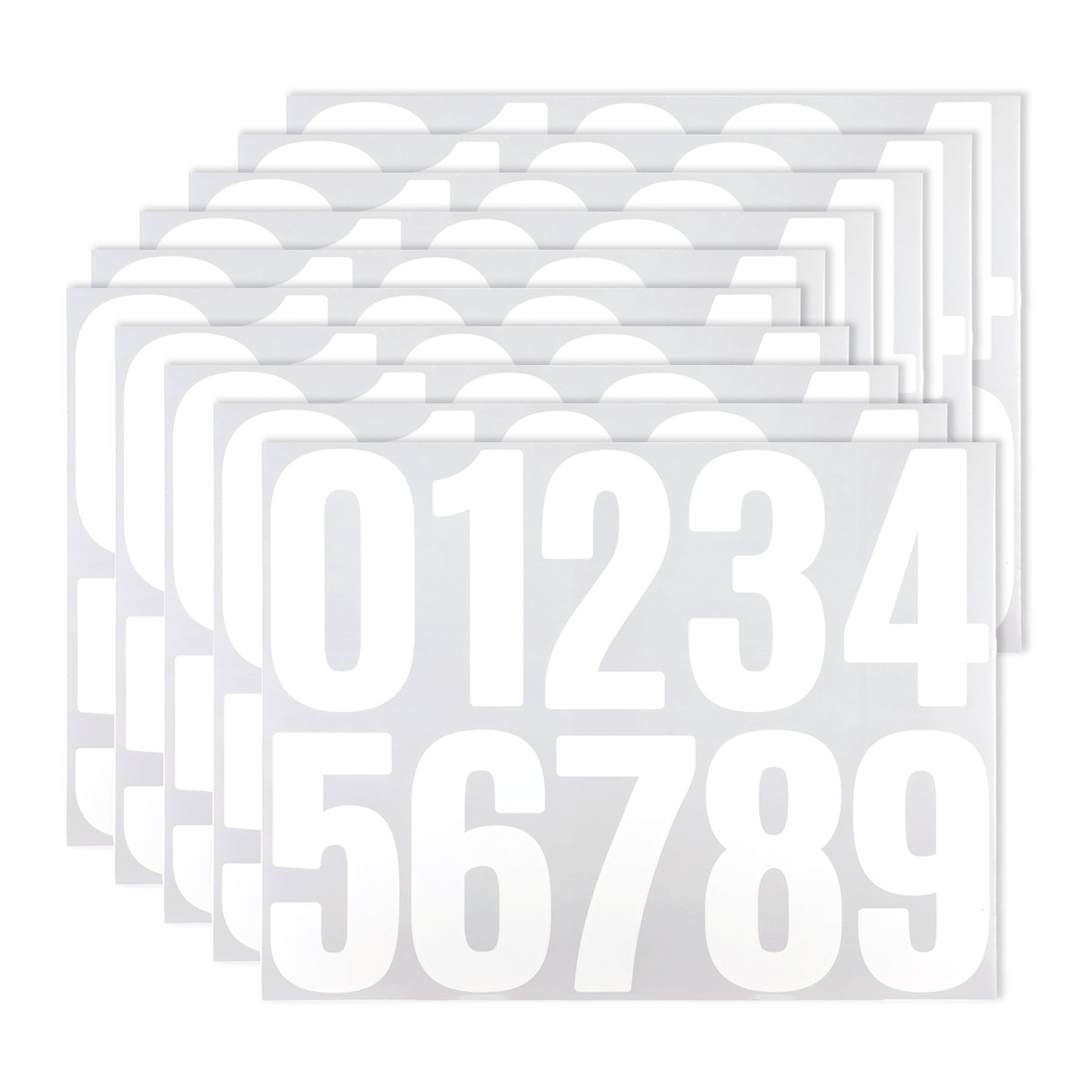 YQQYG 50 PCS Stick on Numbers White, 4 inch Self Adhesive Number Stickers, Bin Numbers 0-9 Large Reflective Vinyl Number Stickers for Mailbox Door Garbage Bins Address Car