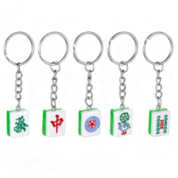 Axafazup Resin Mahjong Keychains, 5 Pieces Lucky Key Rings for Men Women, Personalized Keychain Pack for Birthday Party Favors, Car Accessories and Key Organizer