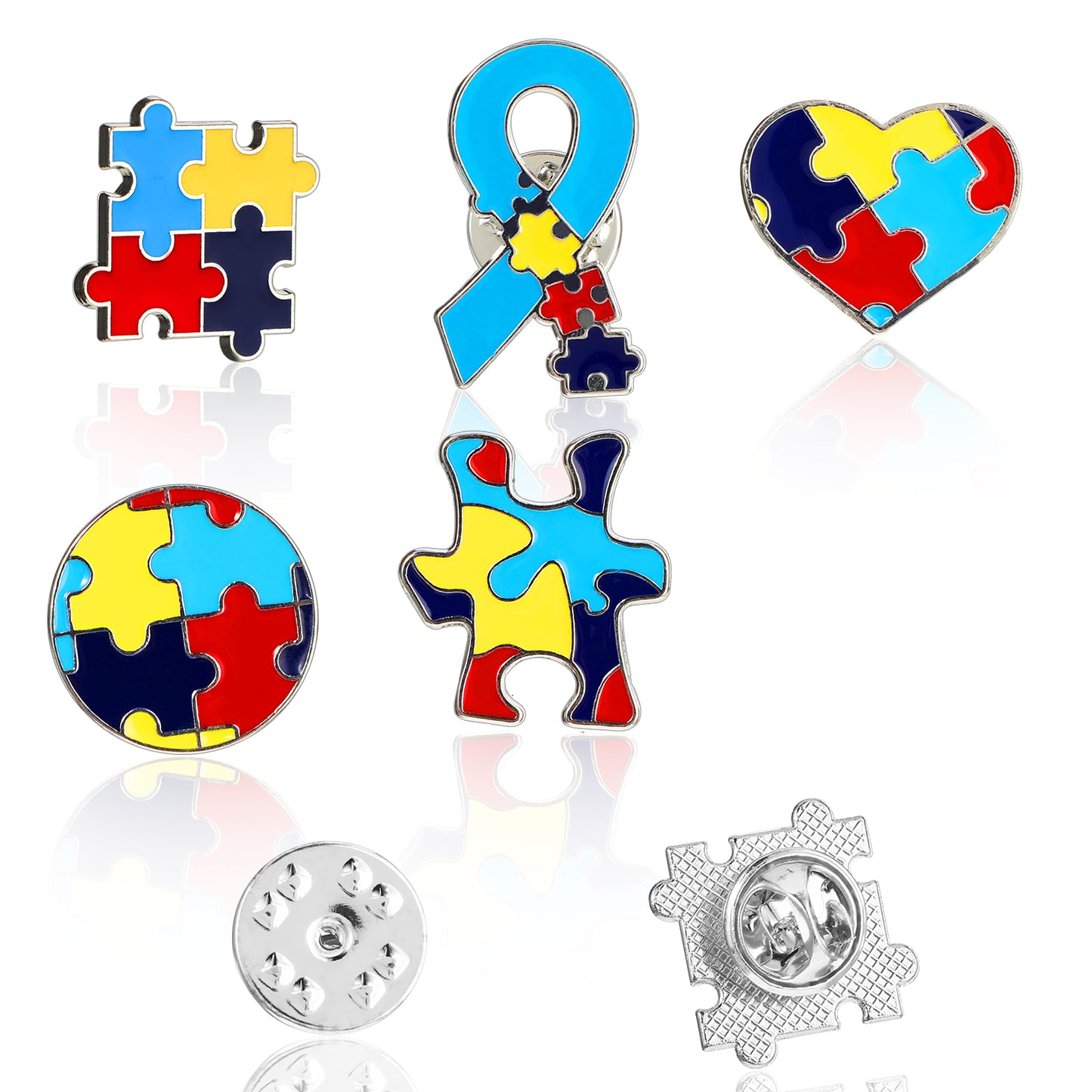 10 Pieces Autism Awareness Pin, 5 Styles Autism Puzzle Piece Pins Multi Color Autism Awareness Lapel Pin Metal Inspiring Symbols of Autism Support Brooch Badge for Clothing Shirts Jackets