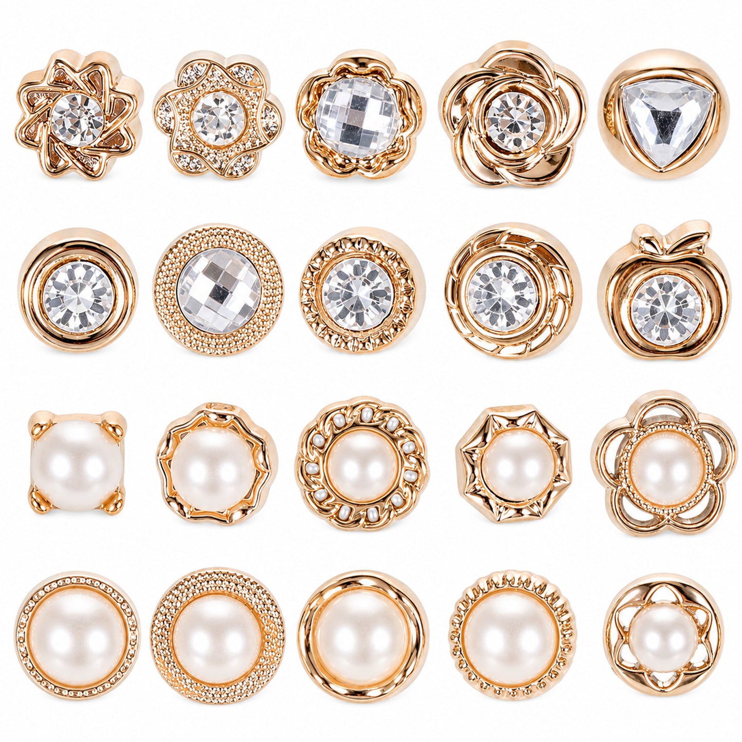 Dplolng 20 Pcs Women Shirt Brooch Buttons,Women's Modesty Pins No Sew Invisible Pearl Brooch Button Cover Up Lapel Pins Rhinestone & Pearl Buttons for Clothes Bag Cardigan Dress Decor