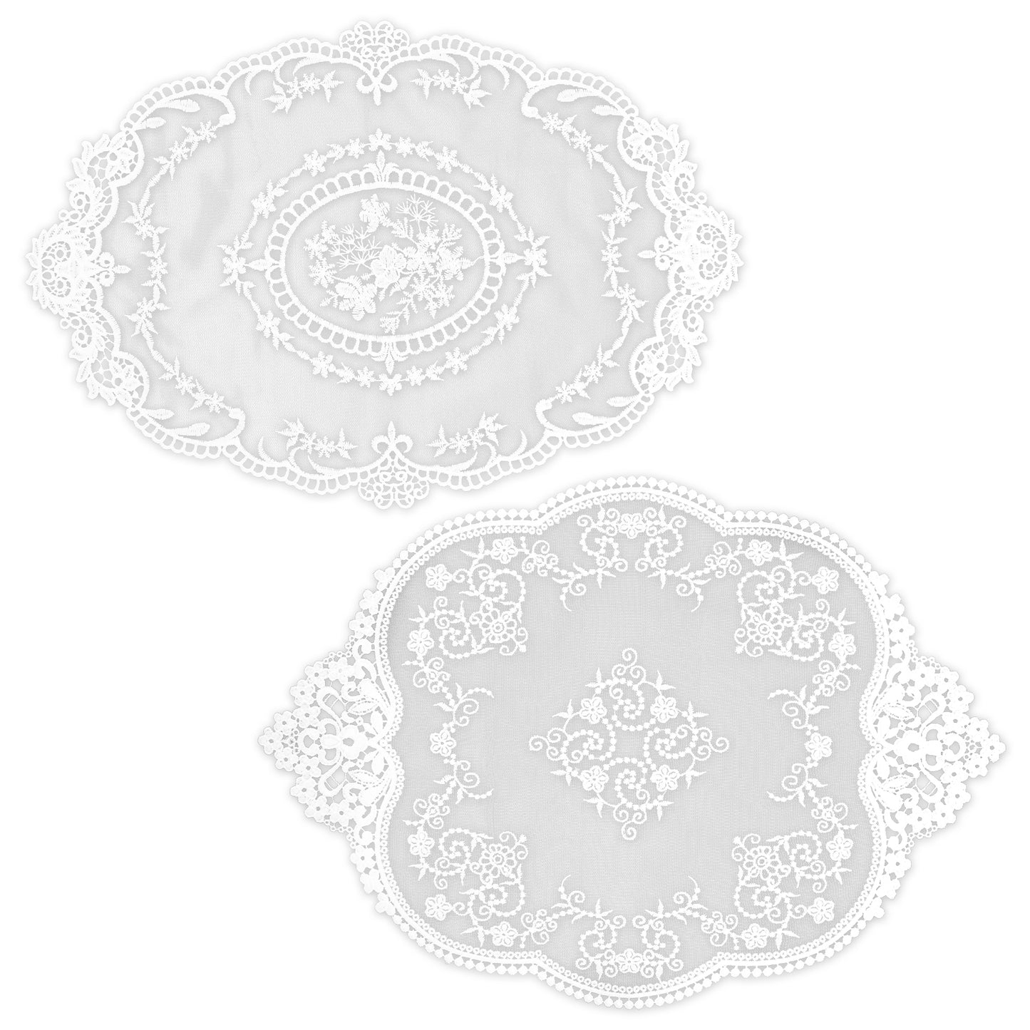 2 Pack Lace Doilies for Tables, 12x17 inch Retro Lace French Crochet Doilies Floret Embroidered Laces Farmhouse Placemats Vase Mat for Furniture Room Nightstand Decor