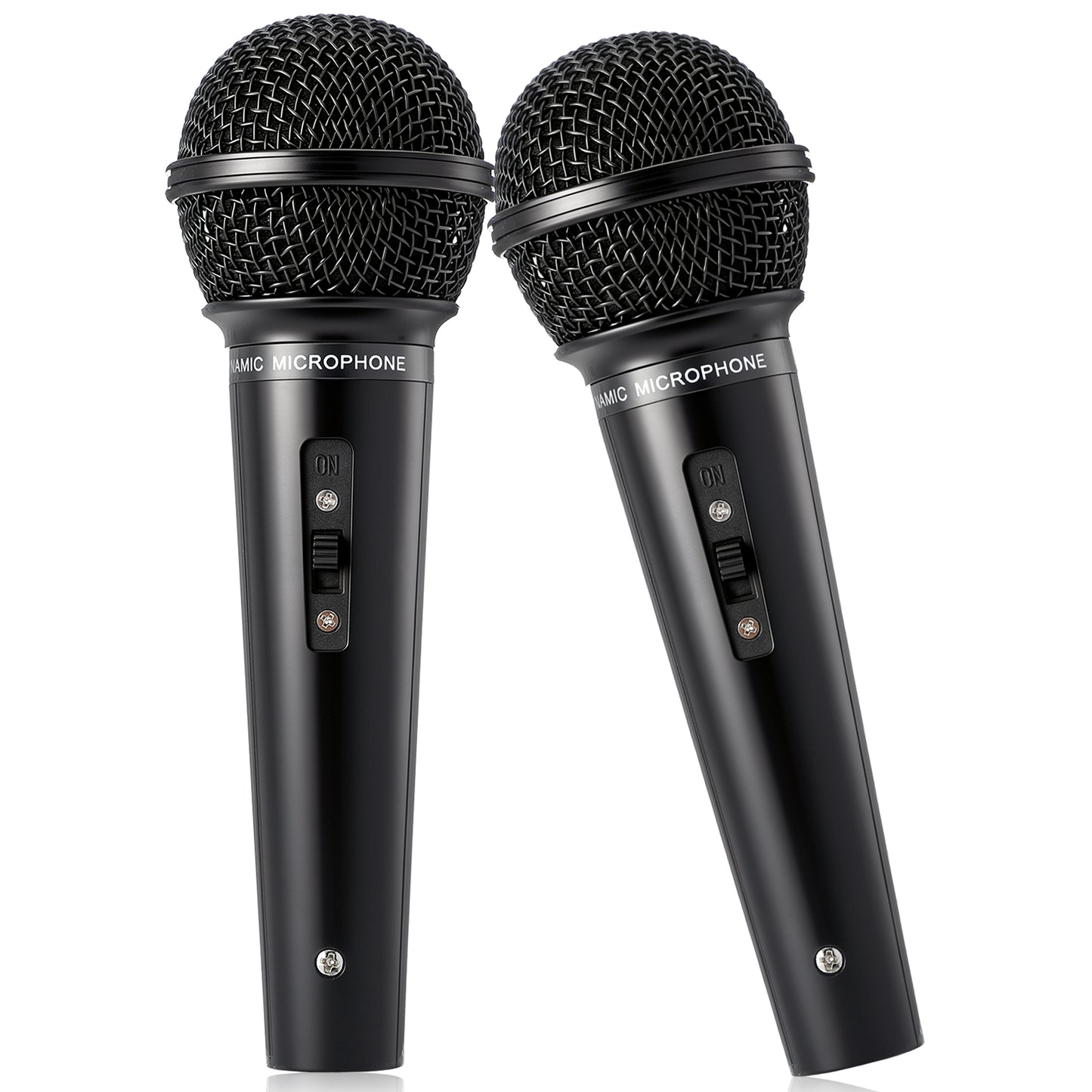 Dplolng 2 Pcs Pretend Microphone for Kids, Toy Microphone Plastic & Metal Play Props for Karaoke Costume, Halloween Christmas Cosplay Party Favors (6.5 x 2.2 In)(Black)