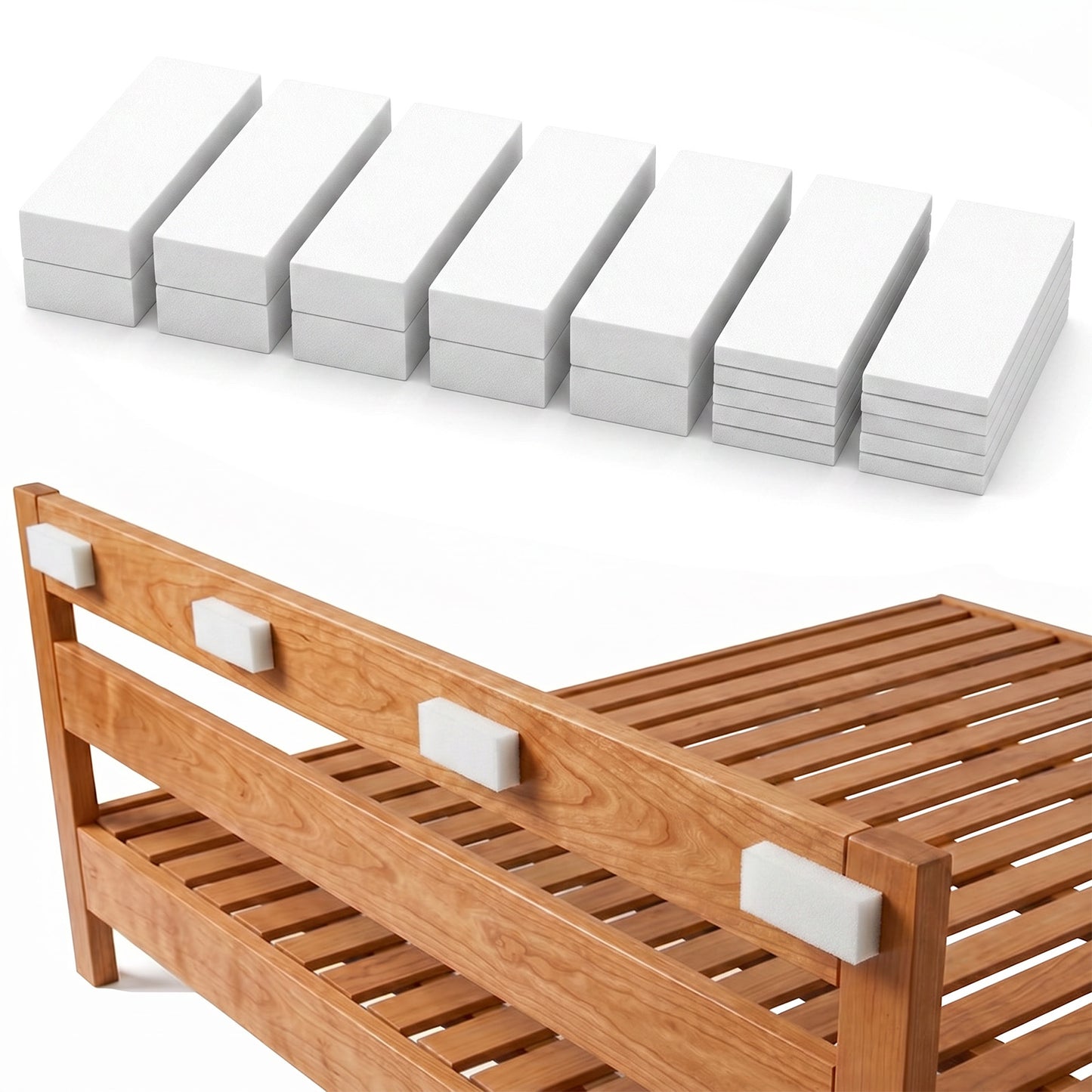 Furniture Wall Protectors, 23Pcs EVA Foam Headboard Stoppers for Wall, Bed Stoppers for Headboard, 10Pcs (20mm Thick)+13Pcs (3mm Thick) Couch Wall Protector, Black Headboard Bumper(White)