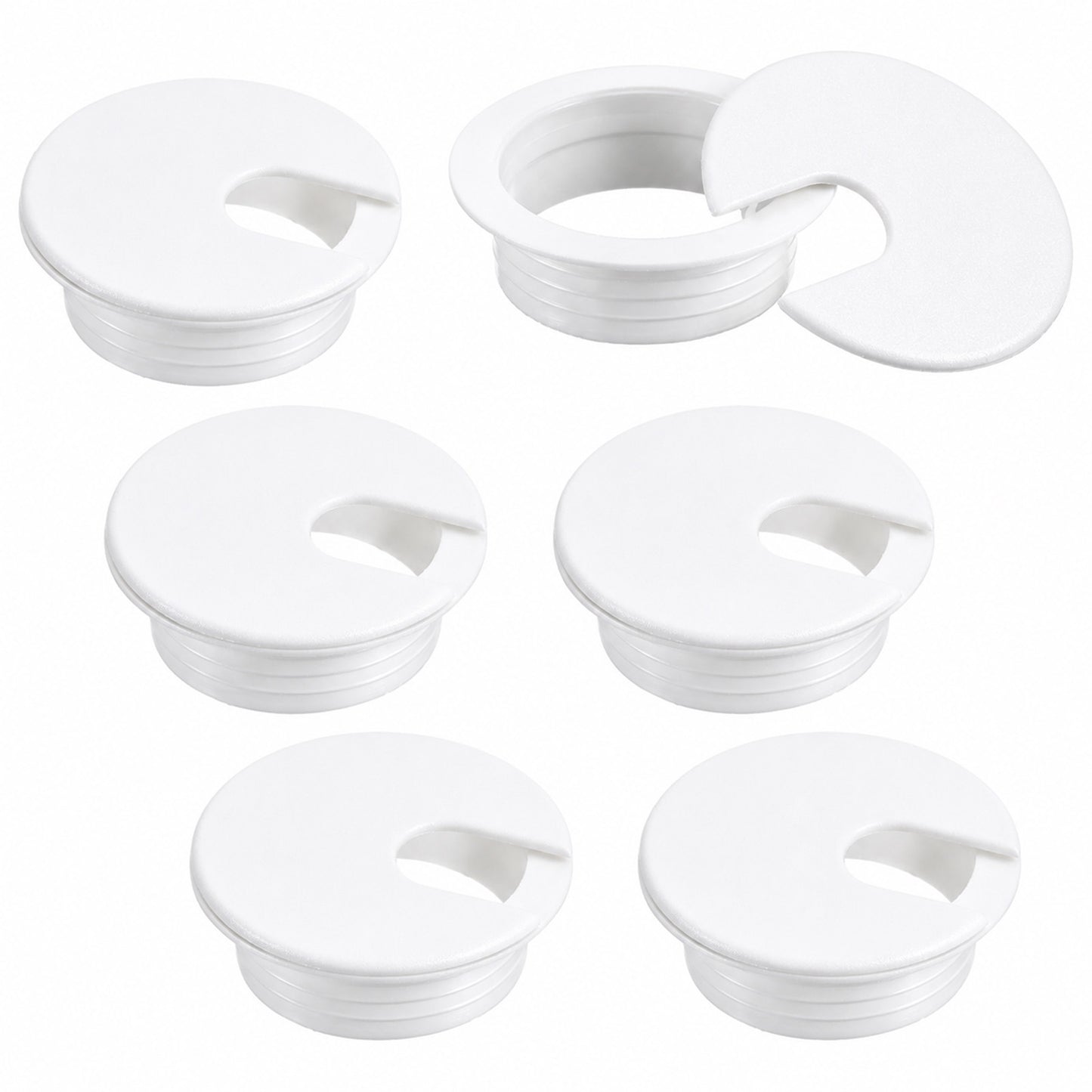 6 Pcs 35mm Desk Grommet, Plastic Desk Cable Hole Cover Round Wire Grommet for Organizing Office Computer Table Wires and Cords (White)