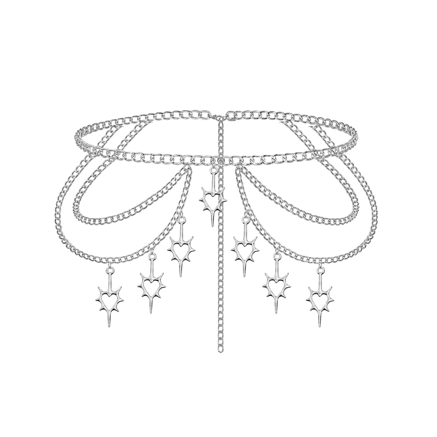 Macuezu Waist Chain Belt Multilayer Metal Belt Chains, Adjustable Silver Chain Belts for Women Waistband Decor for Dresses Jeans