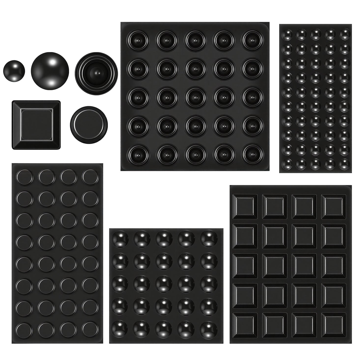 202PCS Black Self Adhesive Bumper Pads, Sound Dampening Silicone Feet Pads, Self Stick Bumper Feet for Cabinet, Door, Drawer, Glass Top, Picture Frame, Board (Round, Spherical, Square)
