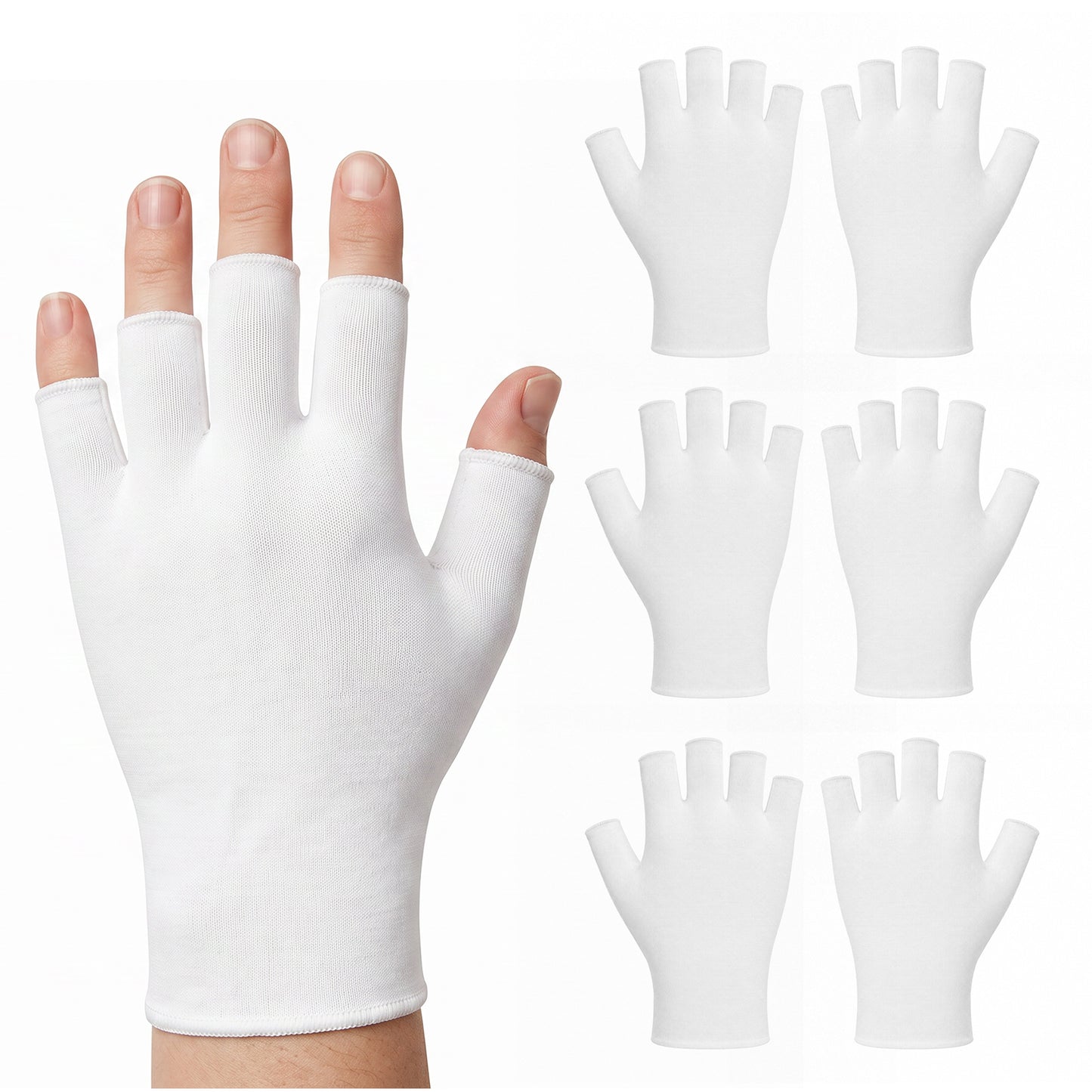White Fingerless Gloves 3 Pairs Cotton Eczema Gloves for Dry Hand Sleeping