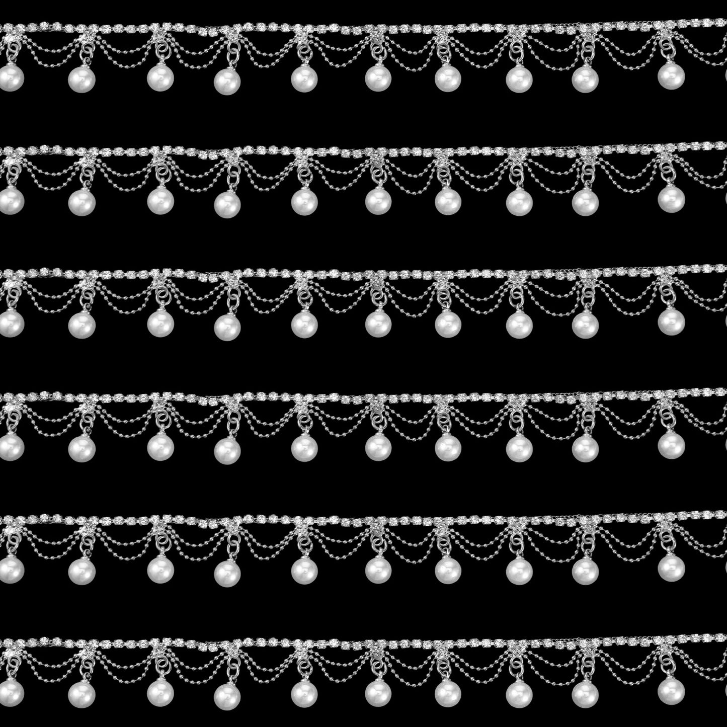 1 Yard Pearl Rhinestones Tassel Trim, Exquisite Pearl Beaded Fringe Trim Elegant Sewing Trimming and Embellishments for Dresses Clothes Curtain Accessories DIY(Sliver)