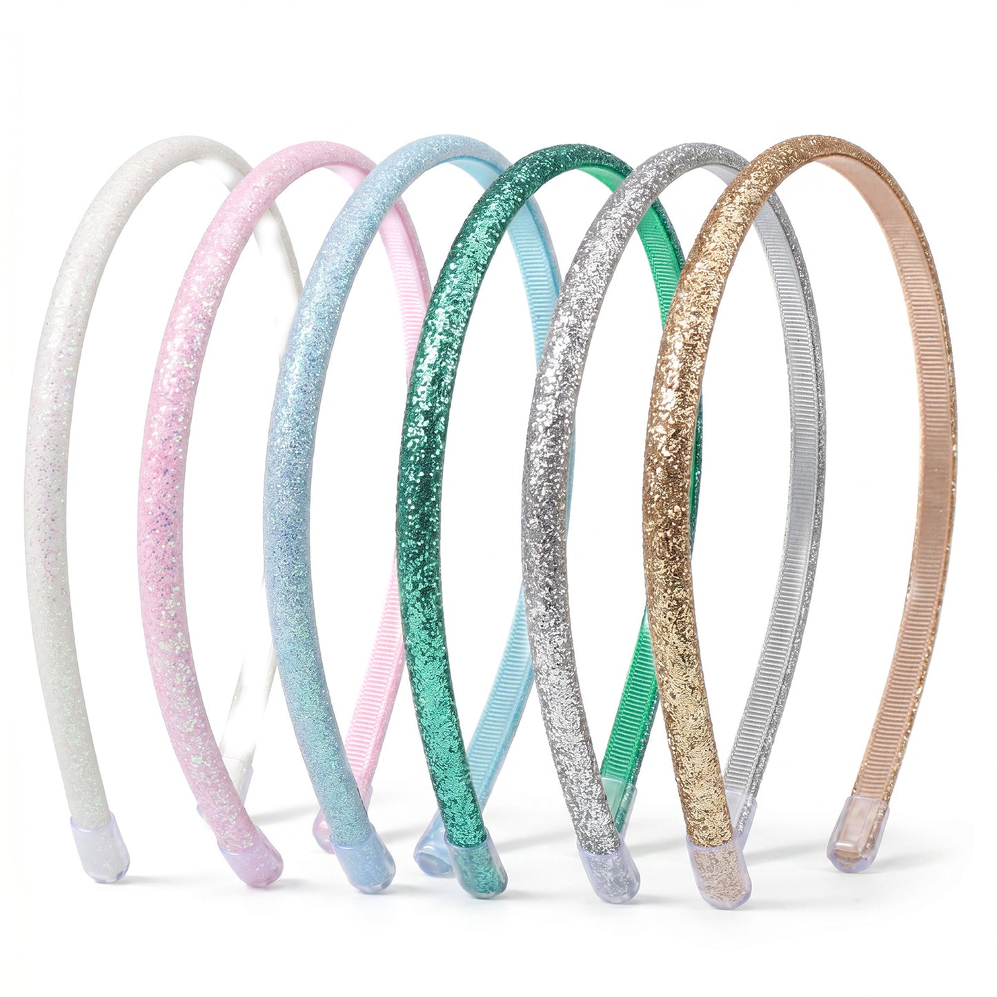 6Pack Thin Glitter Headbands For Girls, Sparkle Hair Accessories For Women And Toddlers, Plastic Headbands With Elastic Band, Pink Hair Bands For Back To School And Parties