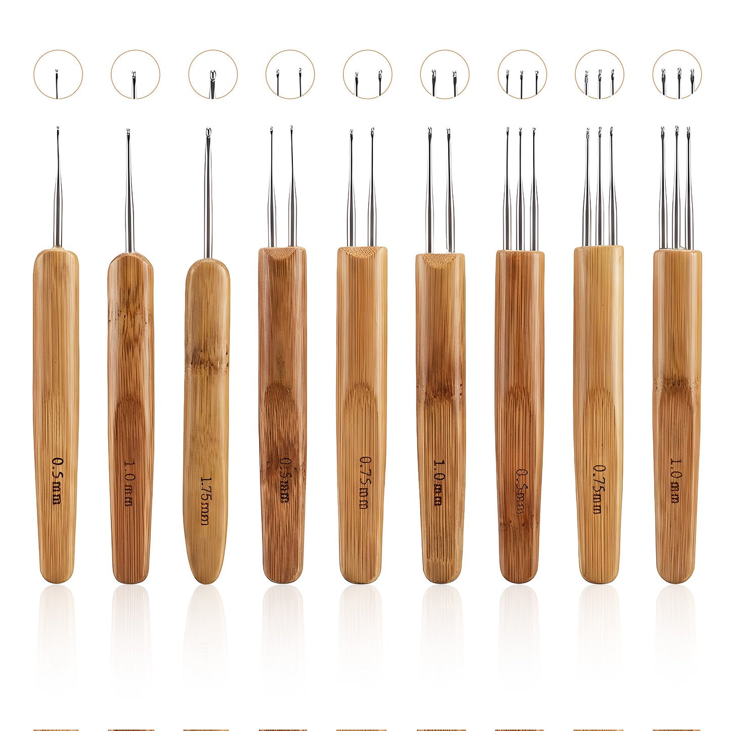 9 Pcs Dreadlock Crochet Hook Tool Set Braid Hair Dreadlocks Needle Weaving Crochet 0.5mm 1 2 3 Hooks for Hair Braiding Craft Locs Maintenance