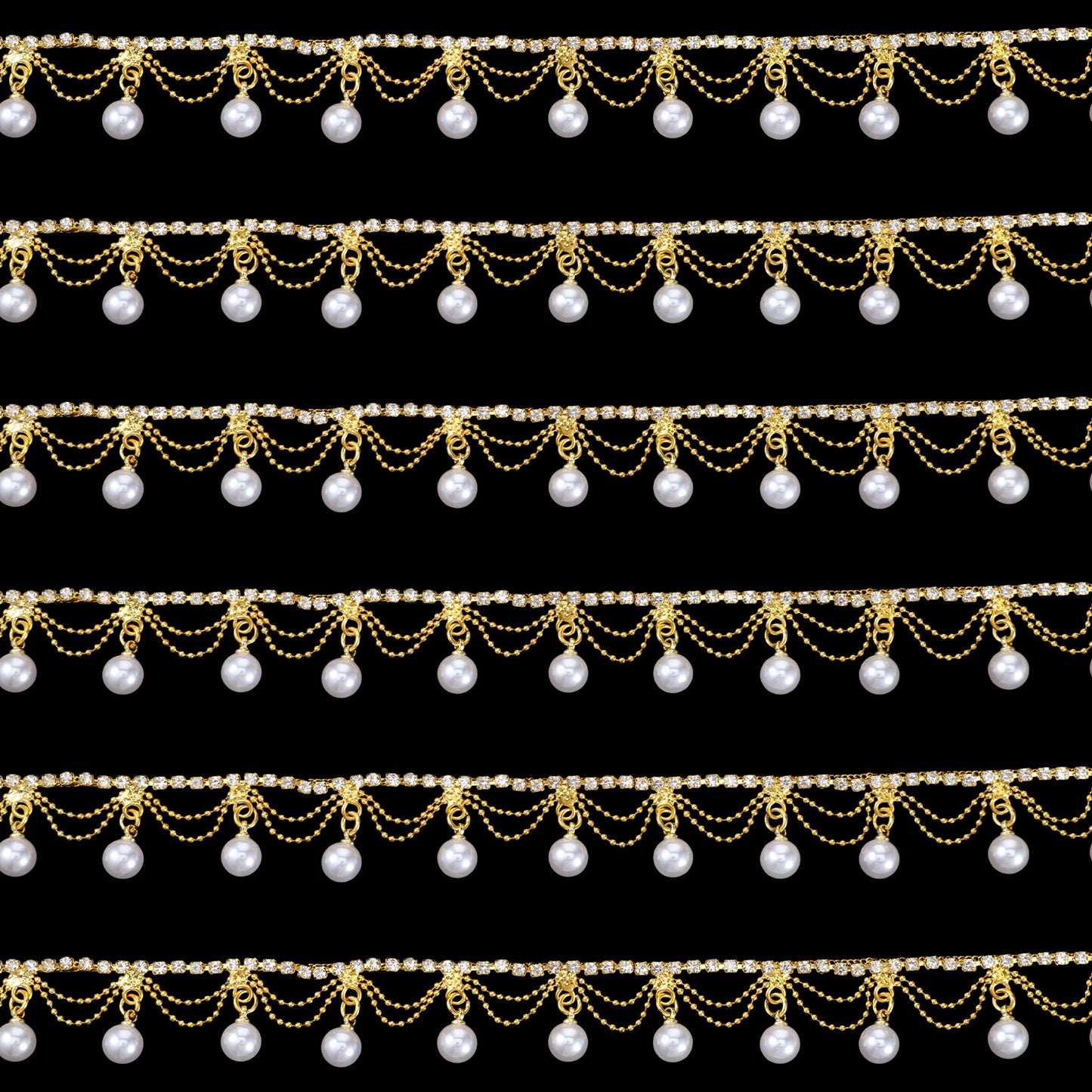 1 Yard Pearl Rhinestones Tassel Trim, Exquisite Pearl Beaded Fringe Trim Elegant Sewing Trimming and Embellishments for Dresses Clothes Curtain Accessories DIY(Gold)