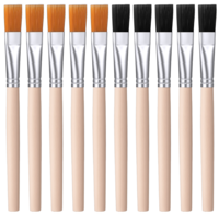 Ajcotahm 10 PCS Small Paint Brushes, Wooden Handle Flat Paint Brushes Set Trim Painting Tool for Watercolor Oil Painting Acrylic Craft Brush (Yellow, Black)