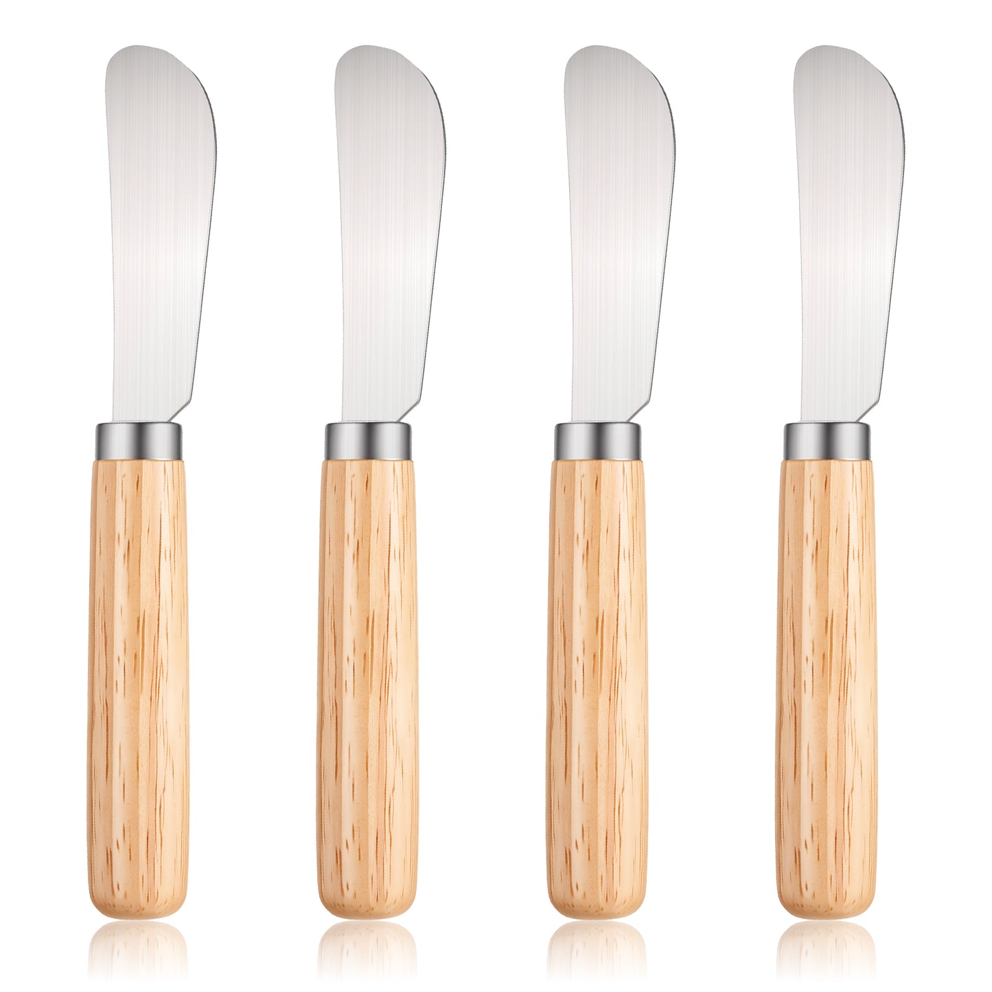 Yuomeaz 4 Pcs Butter Spreader, Wooden Handle Butter Spreader Cream Cheese Spreaders, Durable Stainless Steel Spreading for Smooth Spreading Jam, Peanut, Bagels, Sandwiches