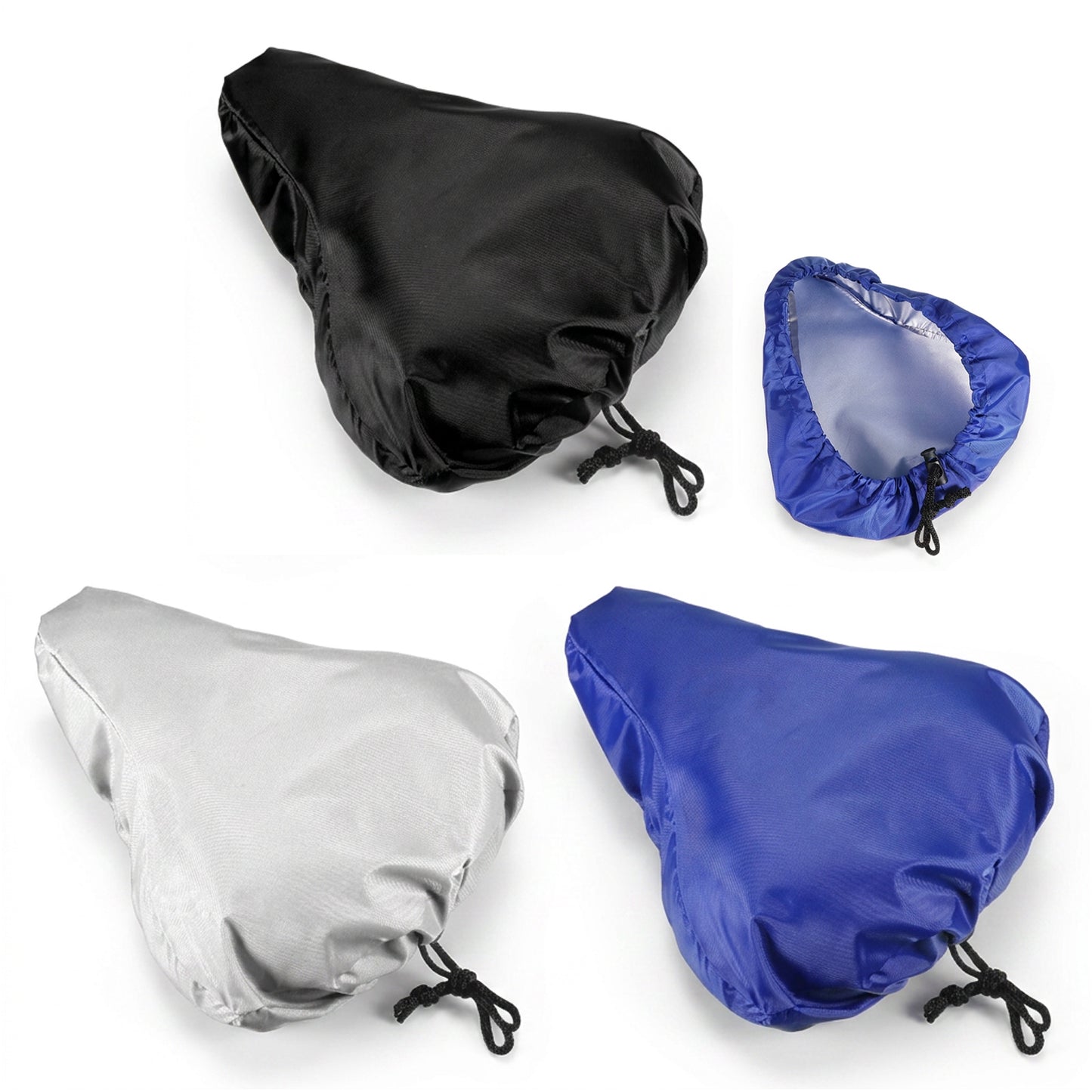 3 Pcs Waterproof Bike Seat Cover, Heavy Duty Bicycle Cushion Rain Protector for Outdoor Protection, Unisex Saddle Dust Snow Sun Covers for Mountain Electric E-Bike Accessories - Black Silver Blue