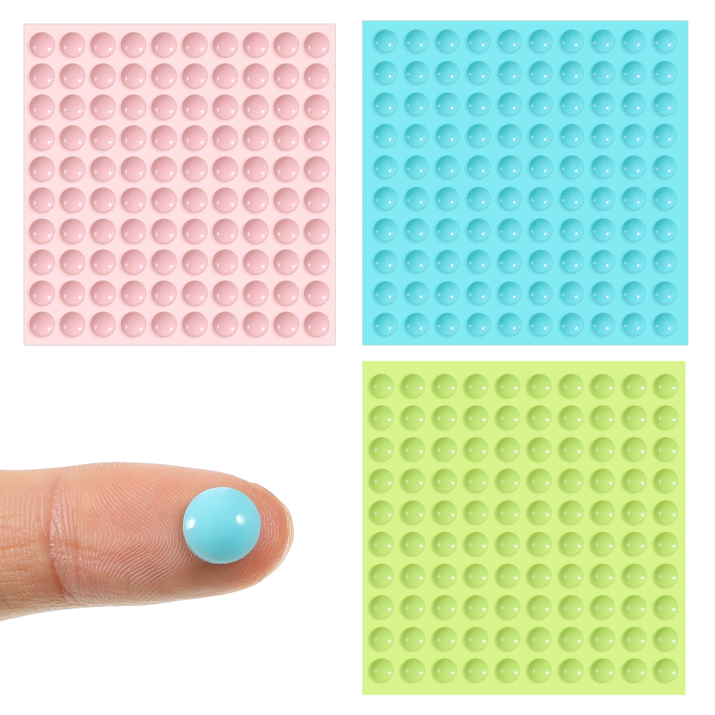 300 Pack Bump Dots for Visually Impaired, Silicone Braille Stickers Low Vision Aids Tactile Raised Dots for Blind & Elderly, Adhesive Bump Dot Sticker Sheets (Green, Blue, Pink)