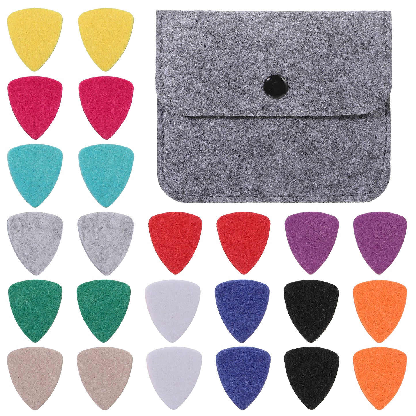 24Pcs Felt Ukulele Picks, Felt Heart Shape Pick for Ukulele Guitar Bass with Pick Holder Case
