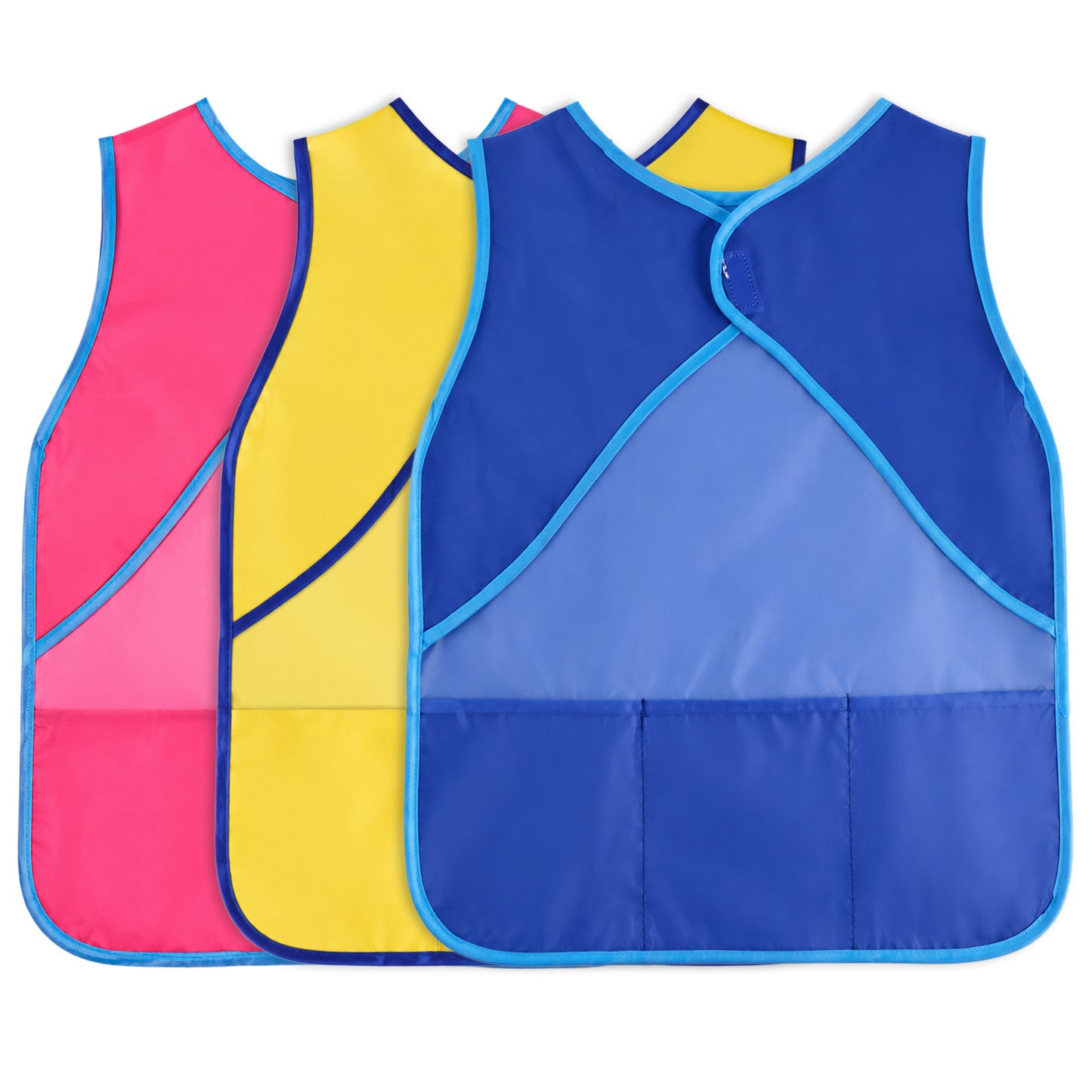 YQQYG 3 Pcs Kids Art Smock, Waterproof Toddler Paint Smock, Aprons Sleeveless Painting Smocks Kids Art Aprons with 3 Pocket for Kid 3-8 Years