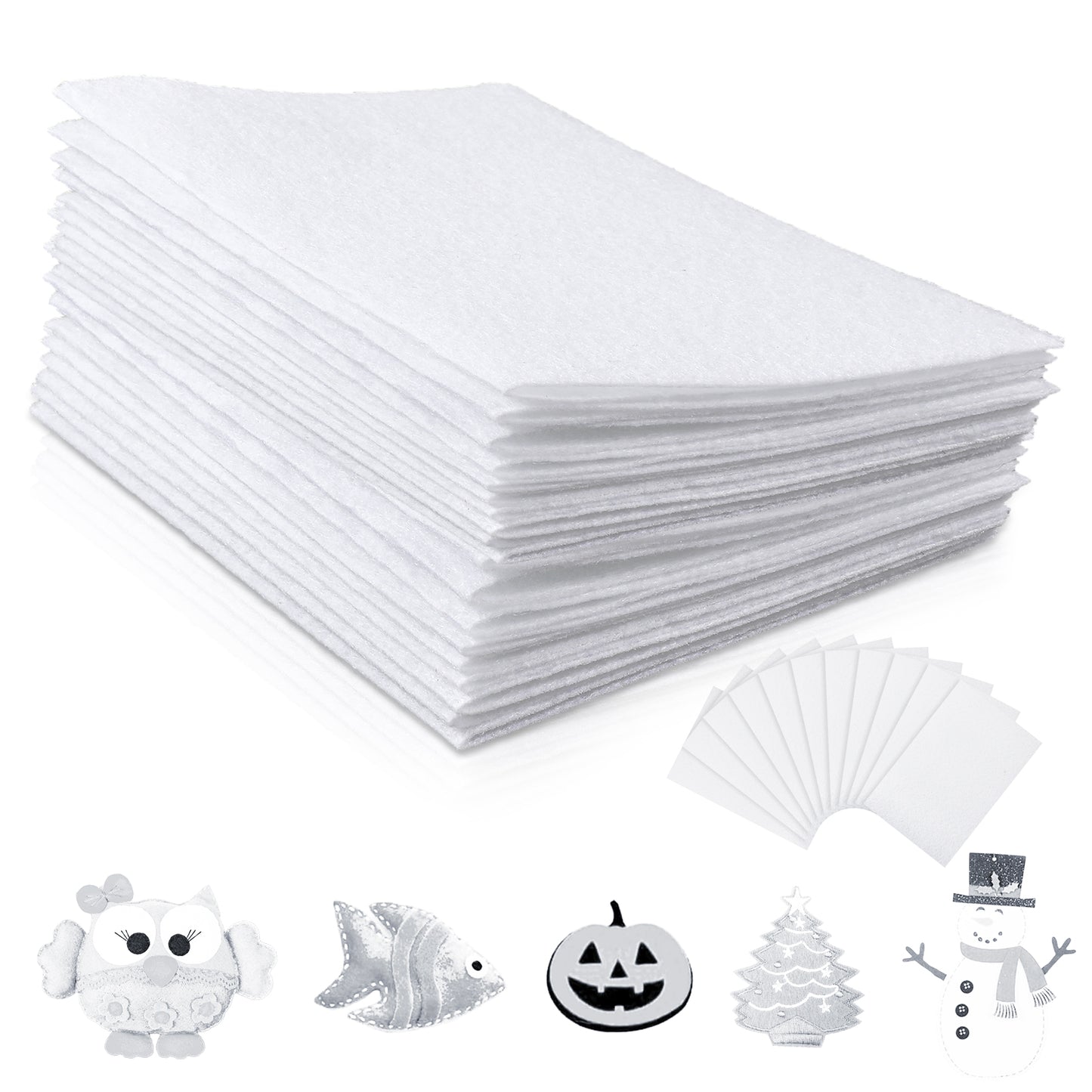 10 Pcs White Felt Sheets 11.8"x7.87", Soft Fabric for Christmas, Valentine's Day Crafts, DIY Patchwork Sewing School Projects Decoration