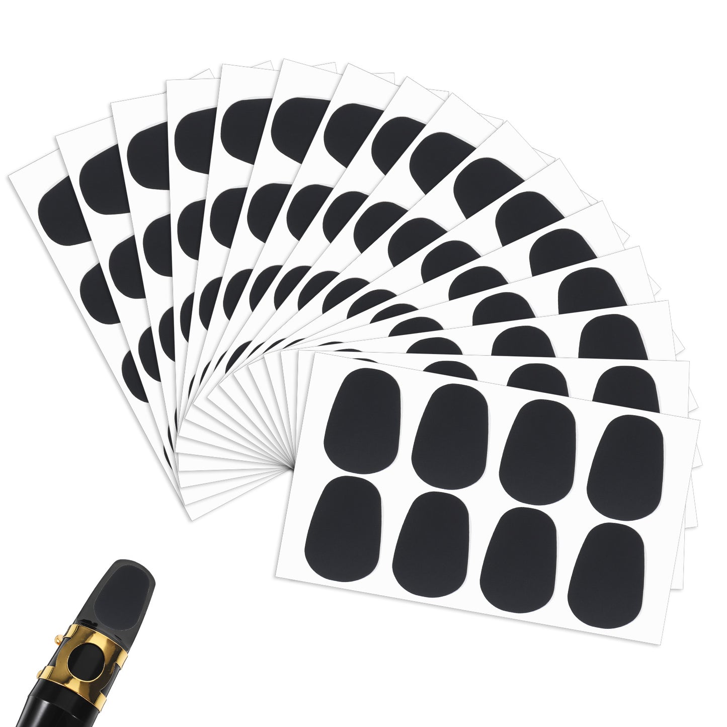 0.8mm Thick Saxophone and Clarinet Mouthpiece Cushion 64 Pcs Thick Oval Rubber Pads with Strong Adhesive for Alto Tenor Sax Beginners Musicians - Black
