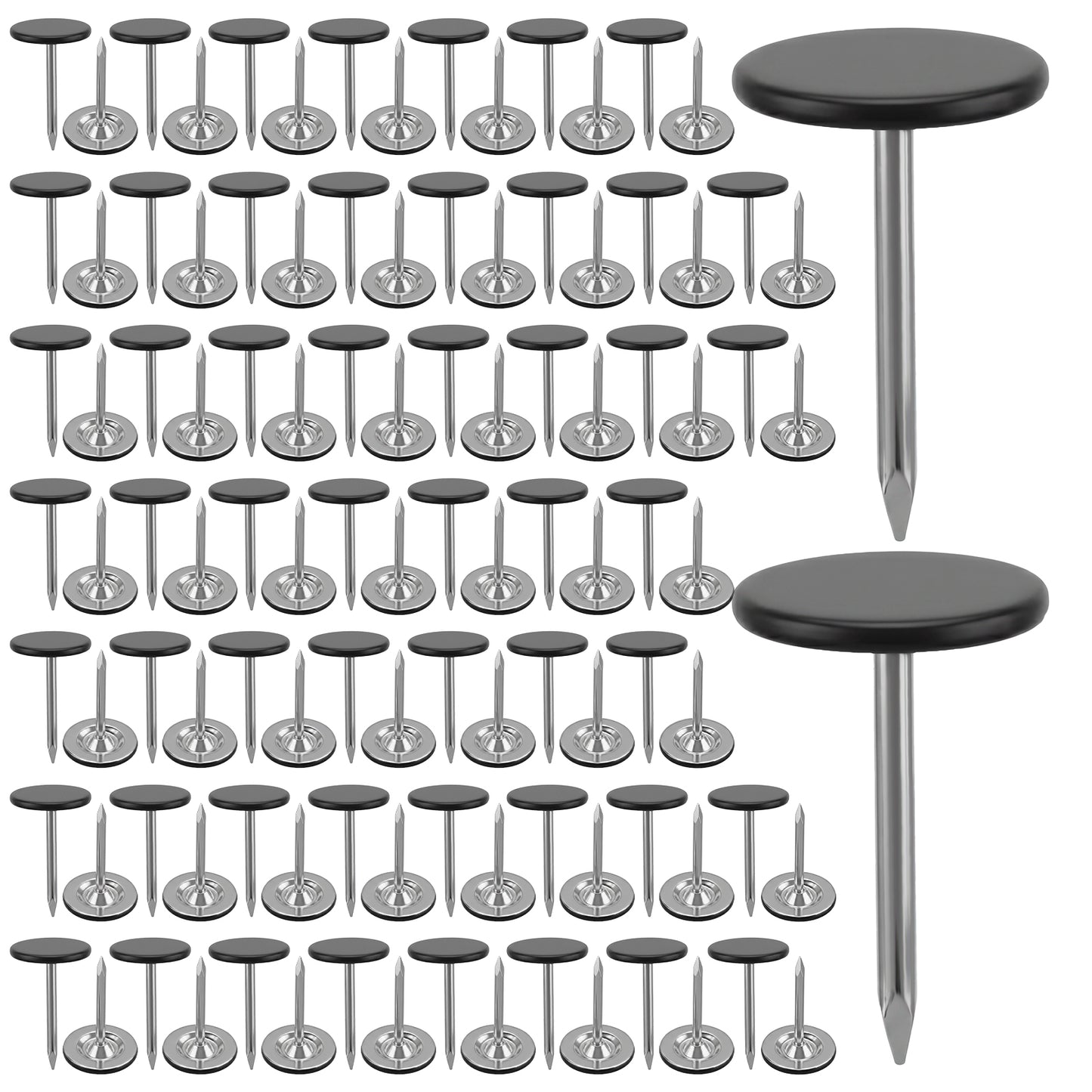 Black Flat Thumb Tacks - 120 Pcs Metal Thumb Tacks for Wall, Heavy Duty Black Push Pins, 0.43" x 0.67" Flat Head Upholstery Thumbs Tack for Fixing Photos Notes Maps, Wall Decor, Home Decor, Corkboard