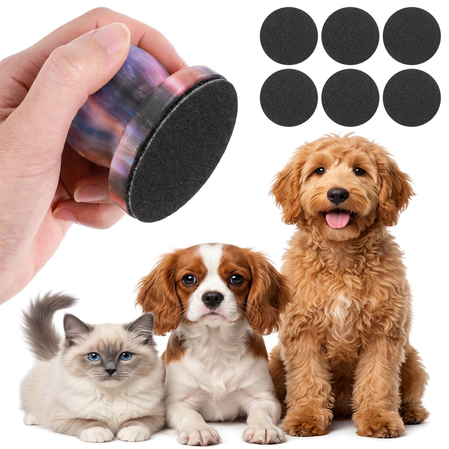 Dog Nail File with 6Pcs Replaceable Filing Disc, Dog Scratch Board for Safe and Easy Nail Care, Dogs Nails Scratch Board Ensures Smooth and Healthy Nails for Dogs and Cats