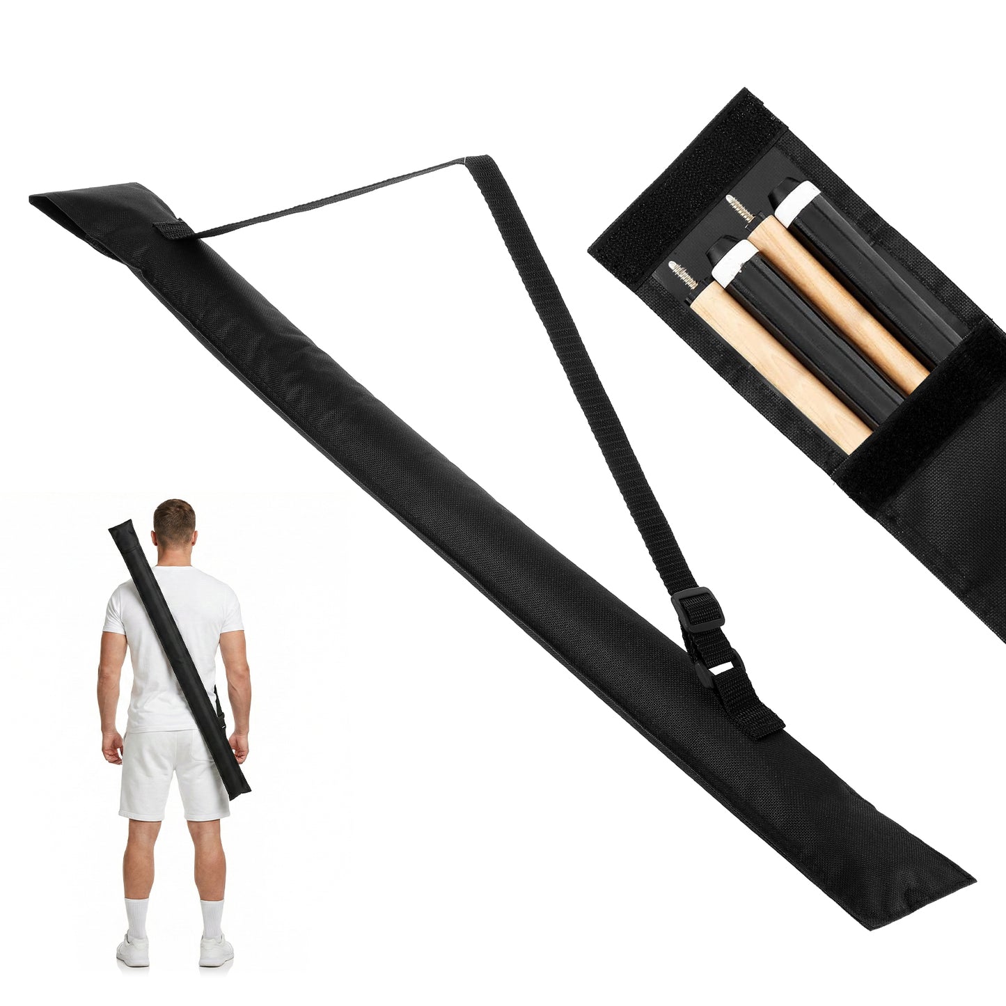 Larrel Black Pool Cue Case, 46.5 Inches/118cm Soft Pool Stick Carrying Case with Adjustable Shoulder Strap, Portable Sturdy Pools Stick Bag for Tournaments Casual Play