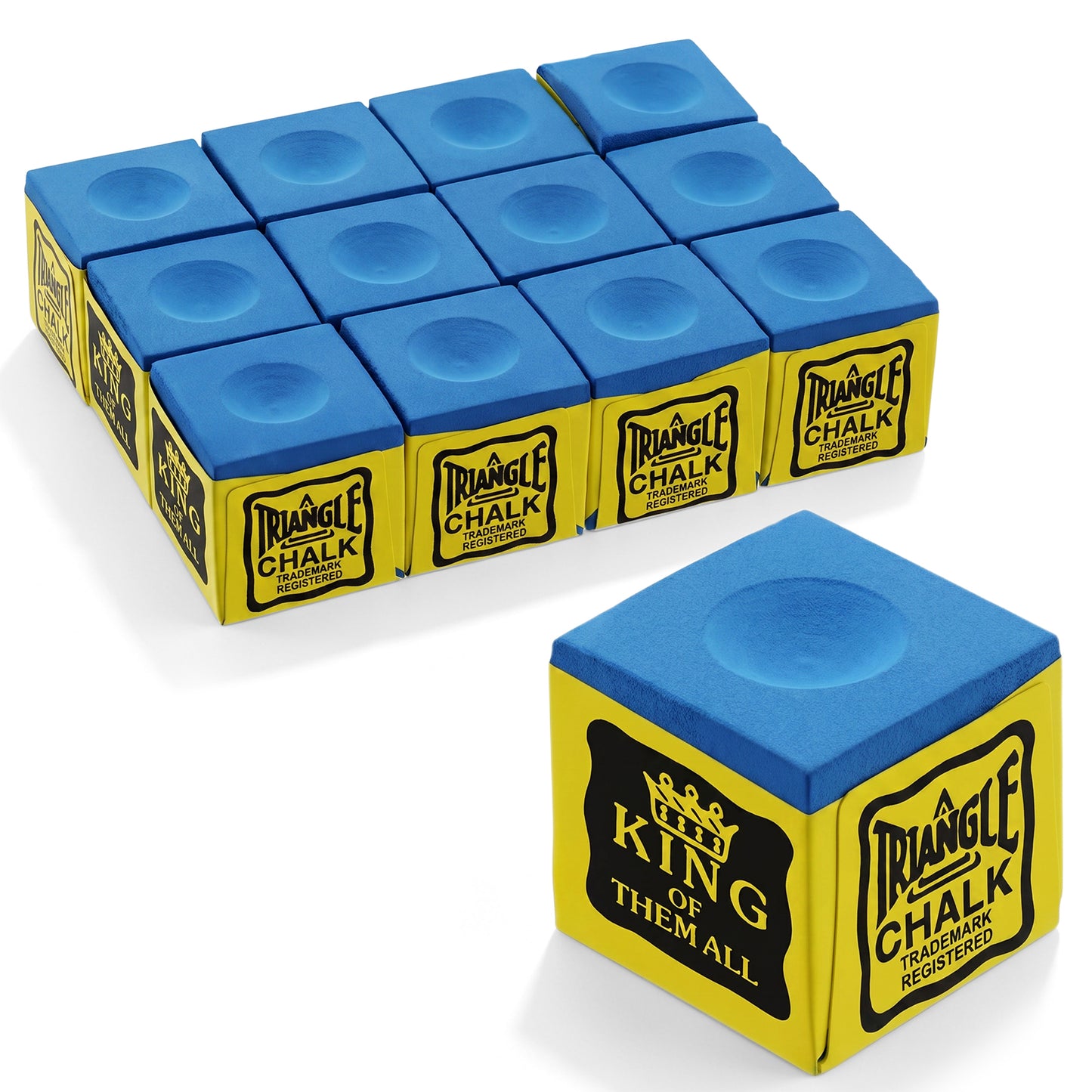 Kynigo 12 Pack Pool Cue Chalk, Durable Standard Billiard Chalk, Blue Billiard Chalks Cubes for Each Cue Tip Size, Pool Cues Billiards Table Accessories