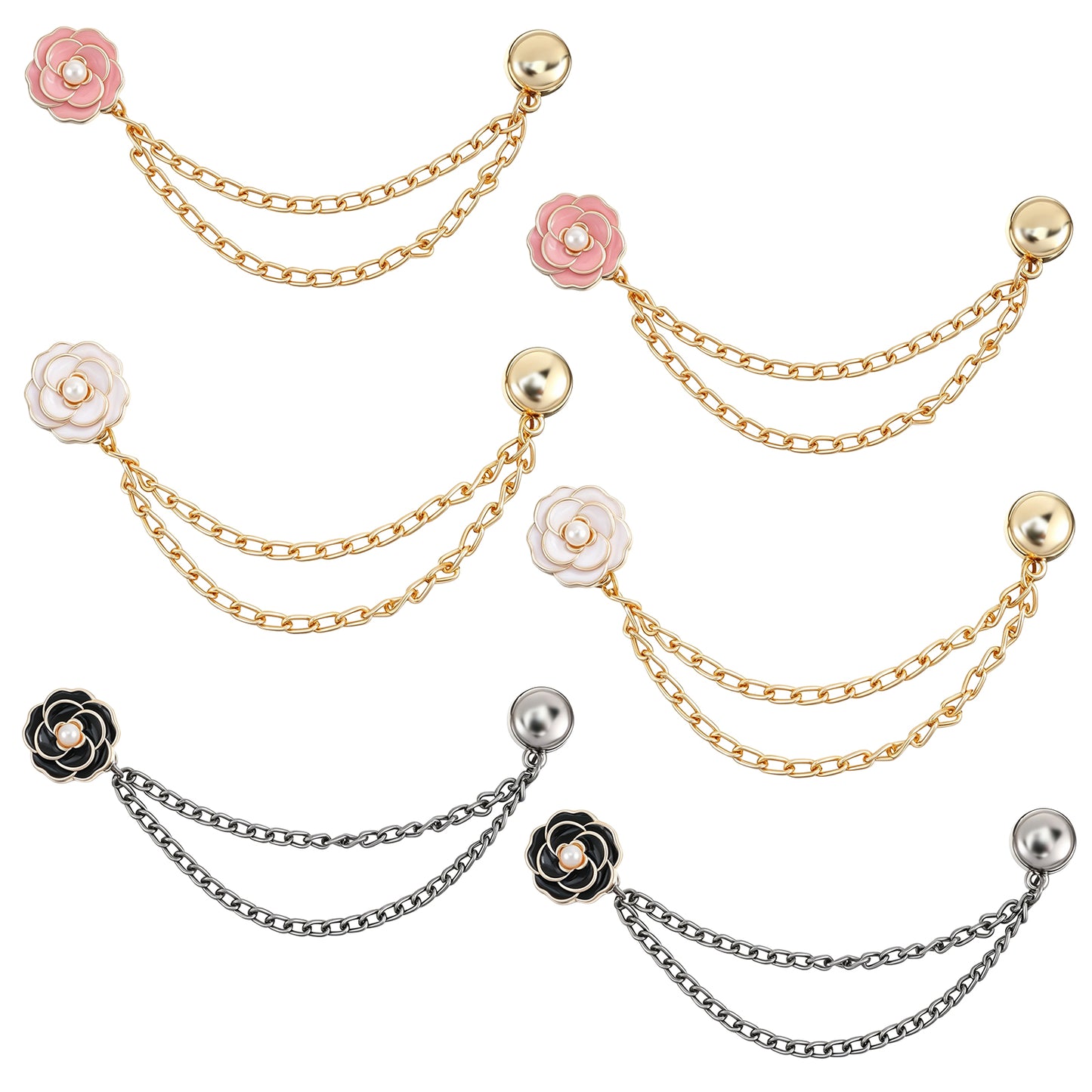 6pcs Multi-Function Clothing Clip, Metal Magnetic Clothing Clips with Chain, Magnetic Button Clips for Women Clothes, Scarves, Hijab, Trousers, Cardigans, Cuffs a