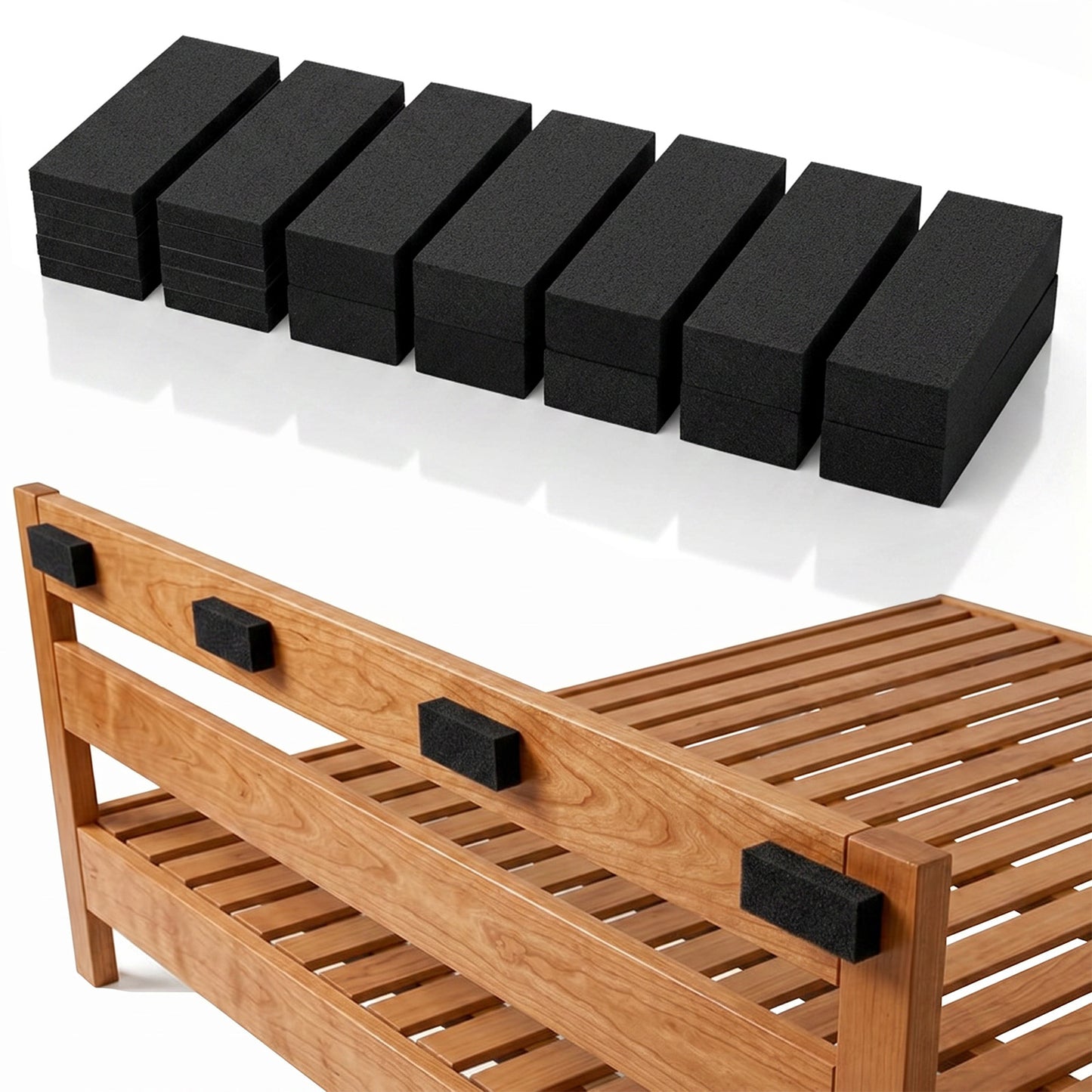Furniture Wall Protectors, 23Pcs EVA Foam Headboard Stoppers for Wall, Bed Stoppers for Headboard, 10Pcs (20mm Thick)+13Pcs (3mm Thick) Couch Wall Protector, Black Headboard Bumper(Black)