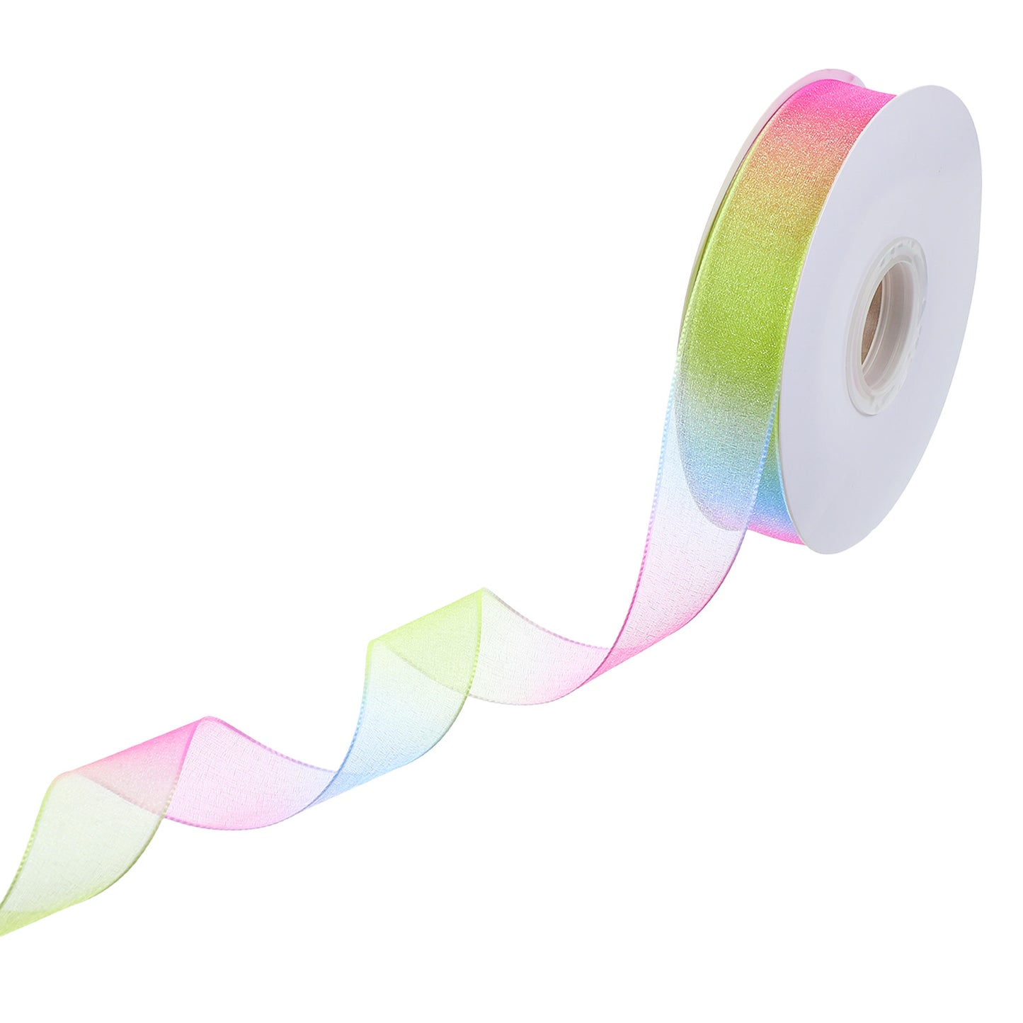 50 Yards Rainbow Ribbon 1 Inch Organza Ribbon Iridescent Sheer Ribbons for Gift Wrapping, Wedding Bouquet, Party Decoration