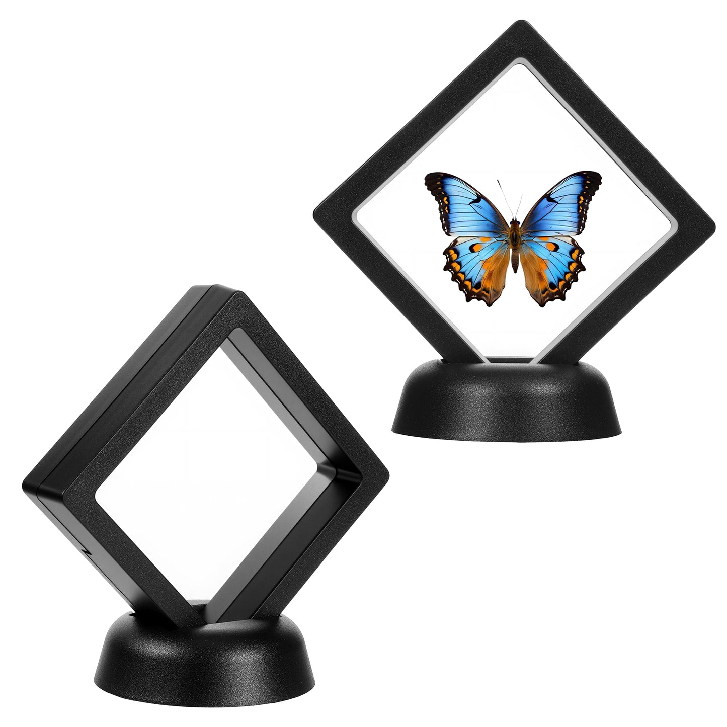 Floating Display Frame 2 Pack 3D Floating Display Case Small Transparent Frame Jewelry Displays Case Shell Container Storage Box for Preserving and Displaying Jewelry, Coins, Badges, Specimens