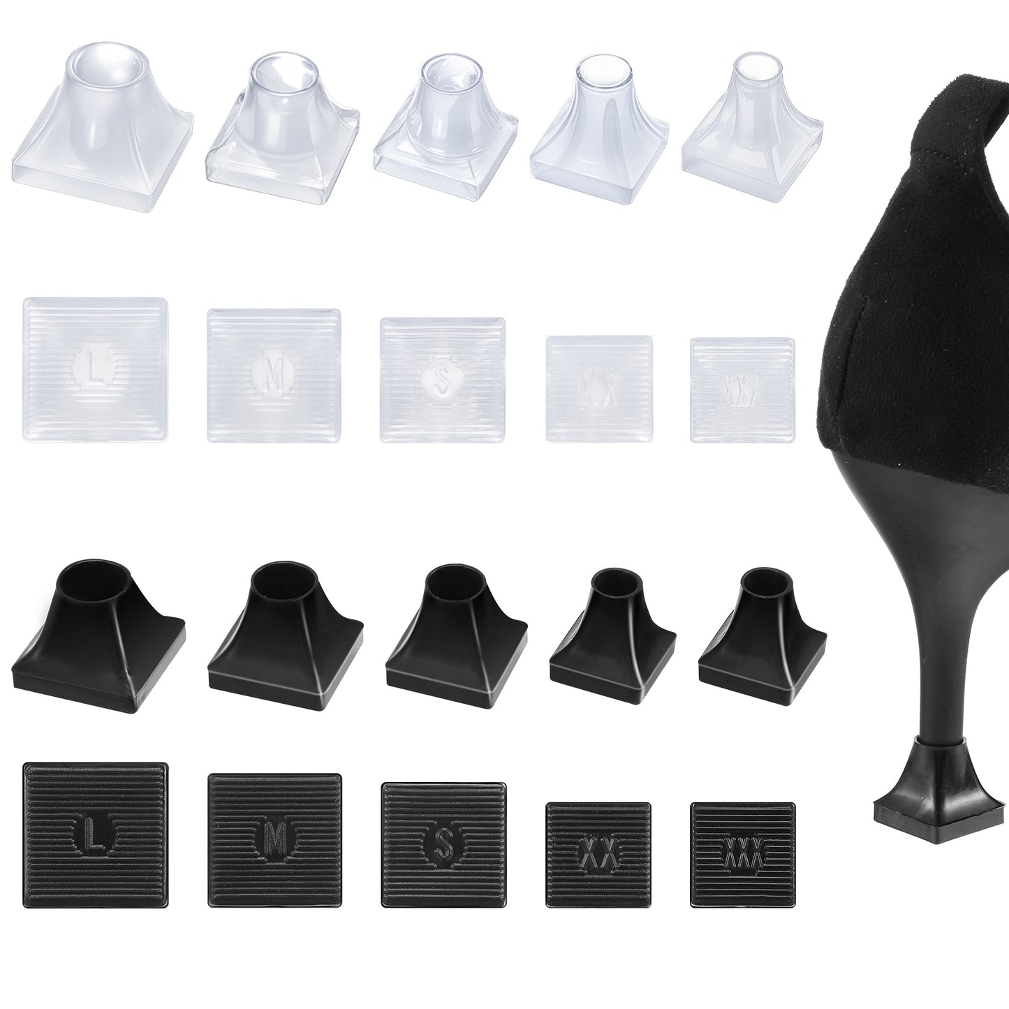 10 Pairs High Heel Protectors 5 Sizes Heel Repair Caps Covers & Heel Stoppers Heel Cover Replacement Tip Caps for Outdoor