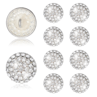 10 Pcs Silver Rhinestone Buttons for Clothing, 0.6 Inch Fancy Crystal Buttons, Rhinestone Diamond Decorative Button Jewels, Fancy Crystal Sew on Button for Women Clothes, DIY Crafts, Wedding Bridal Bo