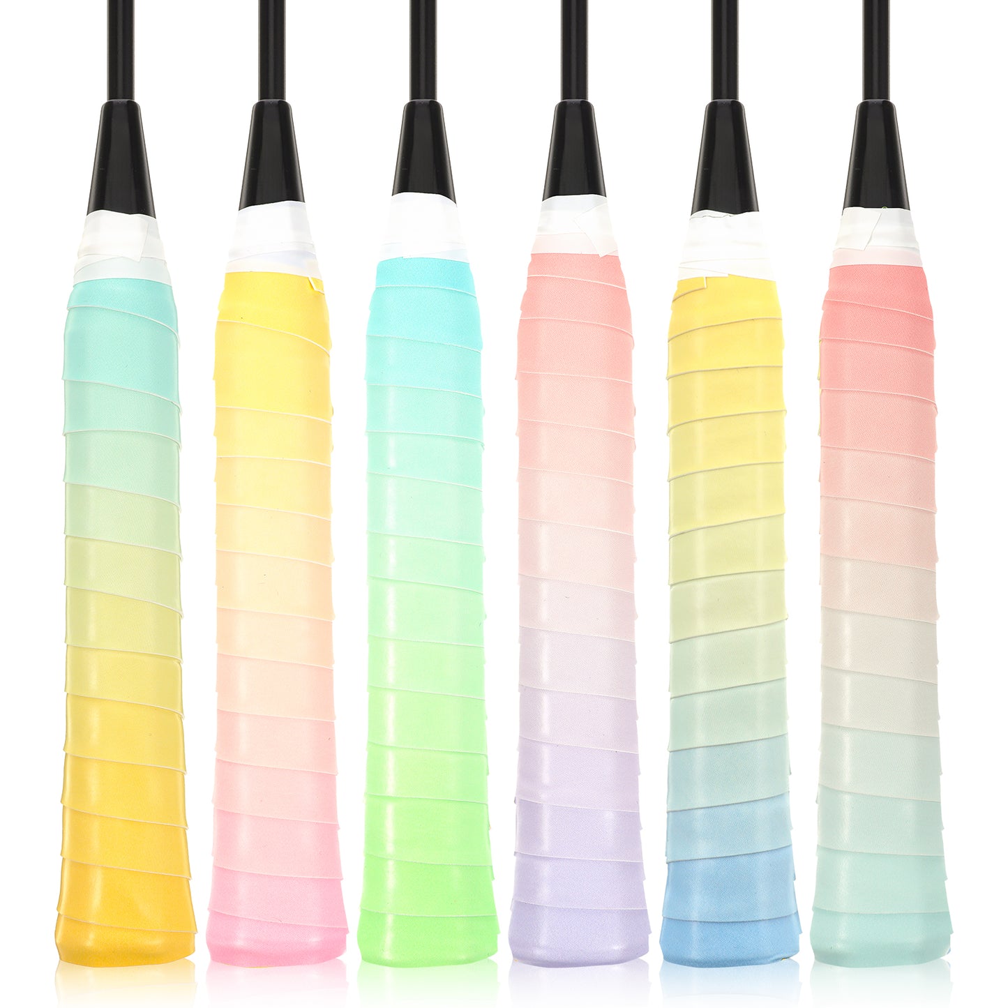 6 Pack Tacky Tennis Racket Grip Tape Non-Slip Absorbent Tennis Grip Tape Gradient Color Racquet Overgrip Wrap for Tenniss Pickleball Badminton