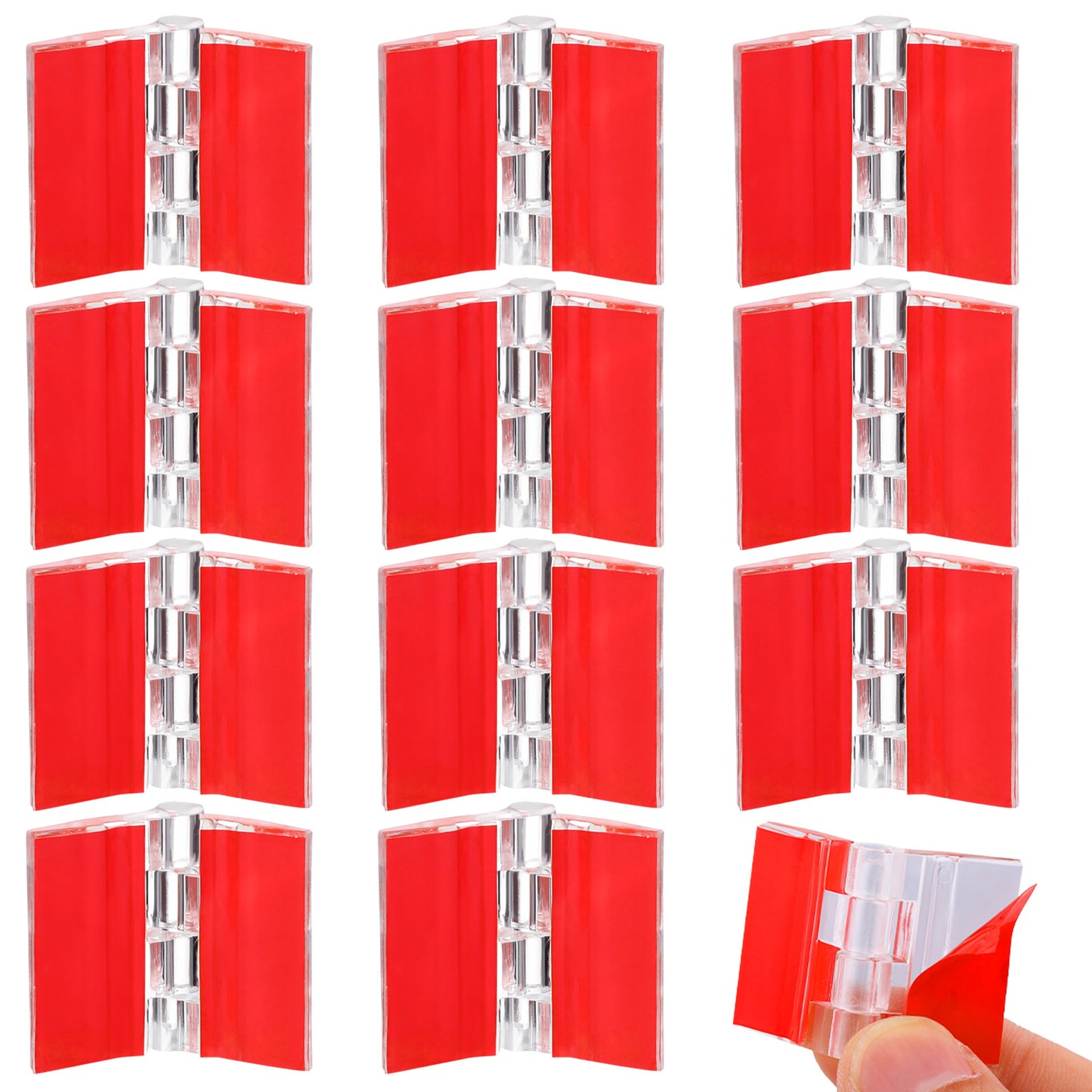 12 Pcs Clear Plastic Hinges, 35 x 20 mm Self-Adhesive Acrylic Hinges Transparent Continuous Folding Hinge Tools for Crafts Aquarium Lid Cabinet Furniture Display Stand