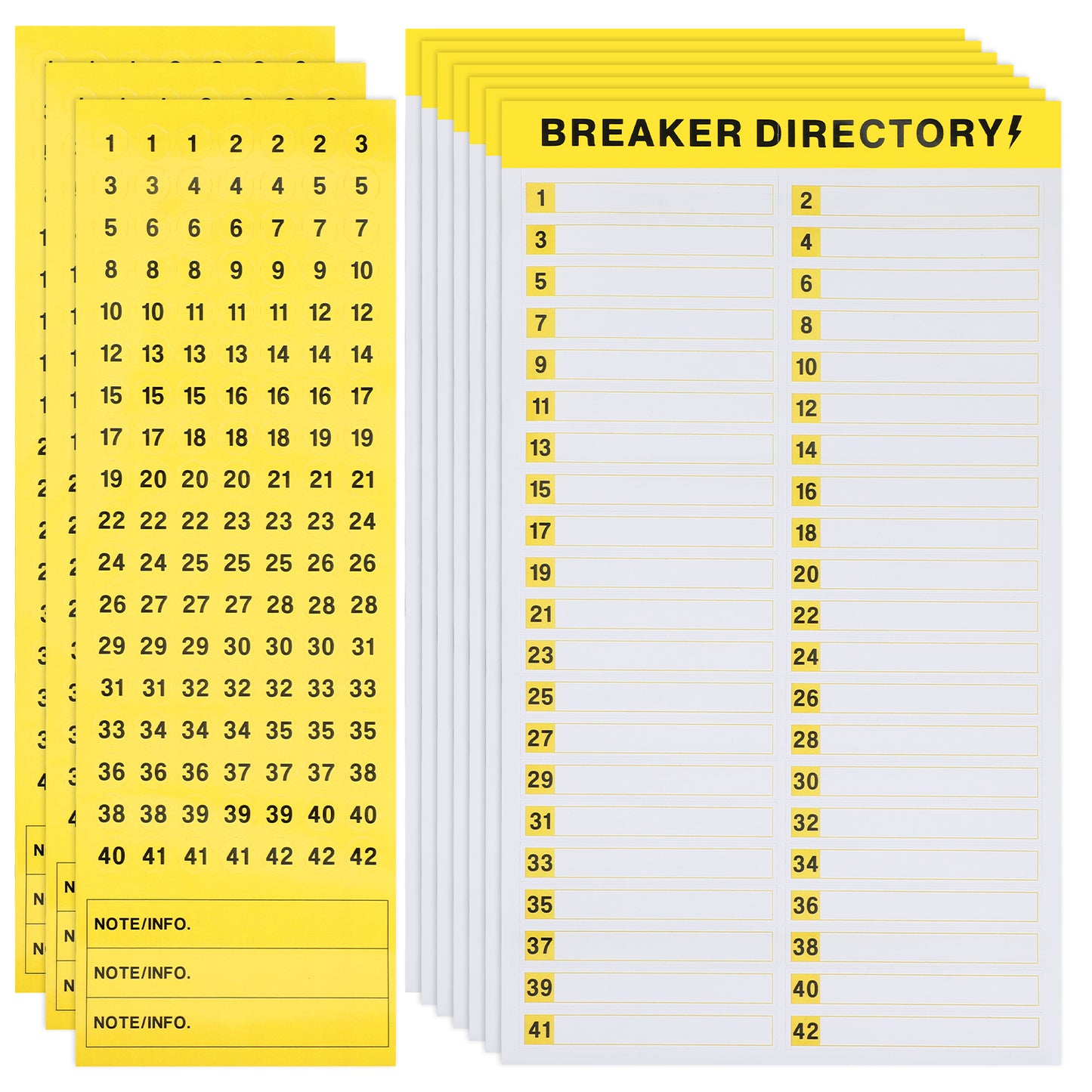 10 Sheets Circuit Breaker Labels, 7 Sheets Breaker Catalog Stickers with 3 Sheets Number Stickers Self-Adhesive Electrical Panel Labels (Yellow White)