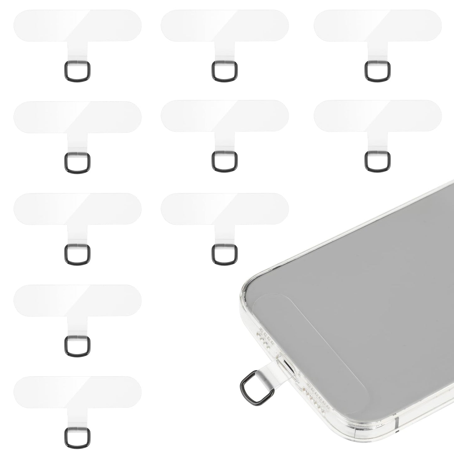 10 Pcs Phone Tether Tabs Universal Phone Lanyard Tab Clear Cell Phone Tether Patches Phone Tether Tab Replacement Part for Cell Phone Strap