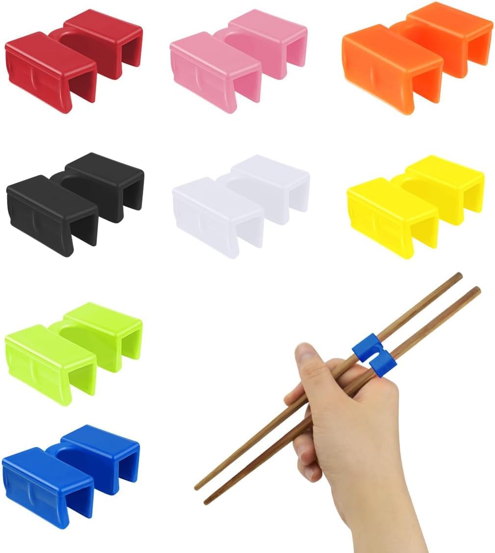 10 Pairs Reusable Chopstick Helper, Chopstick Trainers for Beginners, Adult Straining Chopsticks Hinges Connector, Non-Slip Chopsticks Trainer Learner(Multicolor)