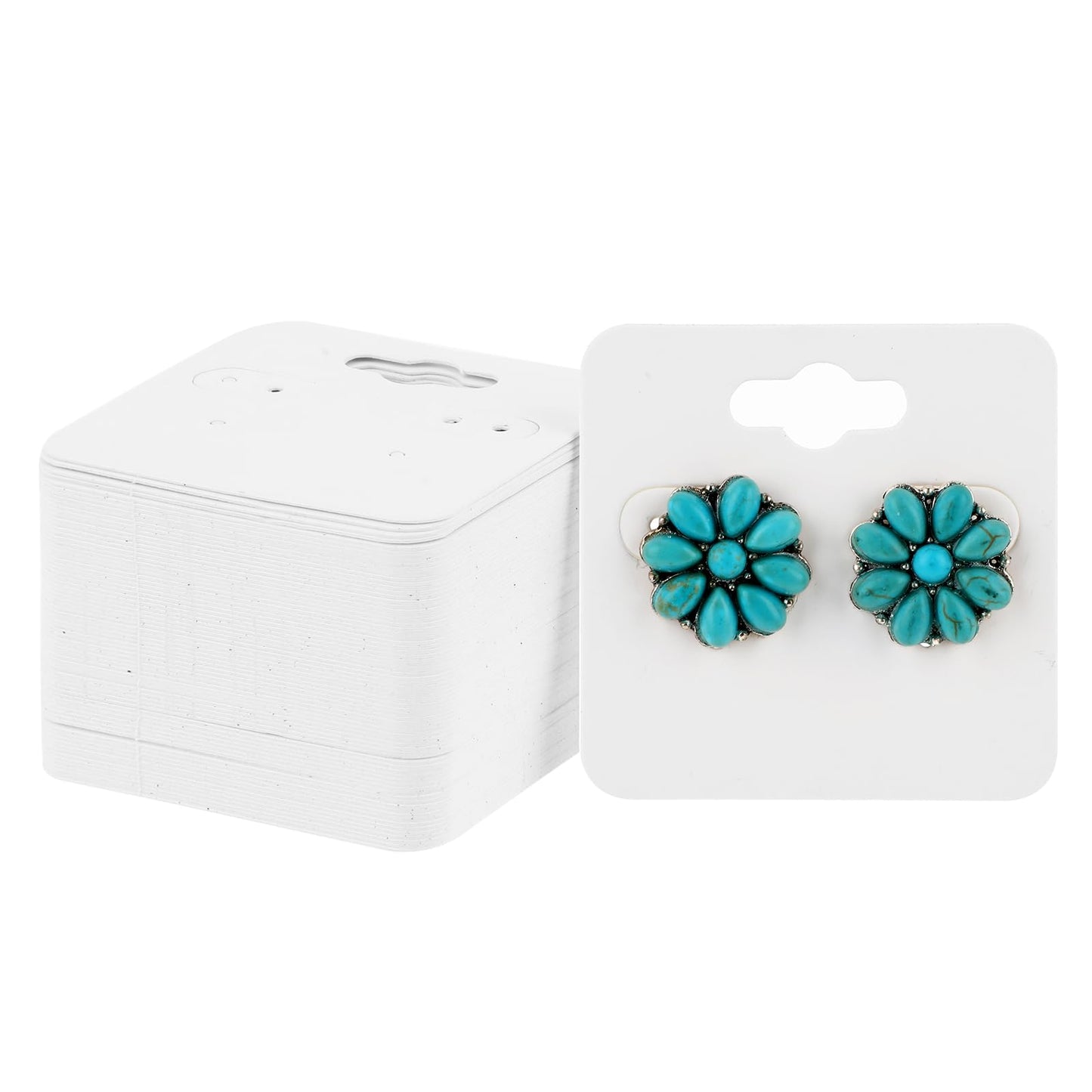 100 Pack Earring Cards Kraft Earring Display Cards Blank Earring Holder Cards with 6 Holes Cardboard Jewelry Packaging Cards Jewelry Display Cards for Selling Hanging Earring, White