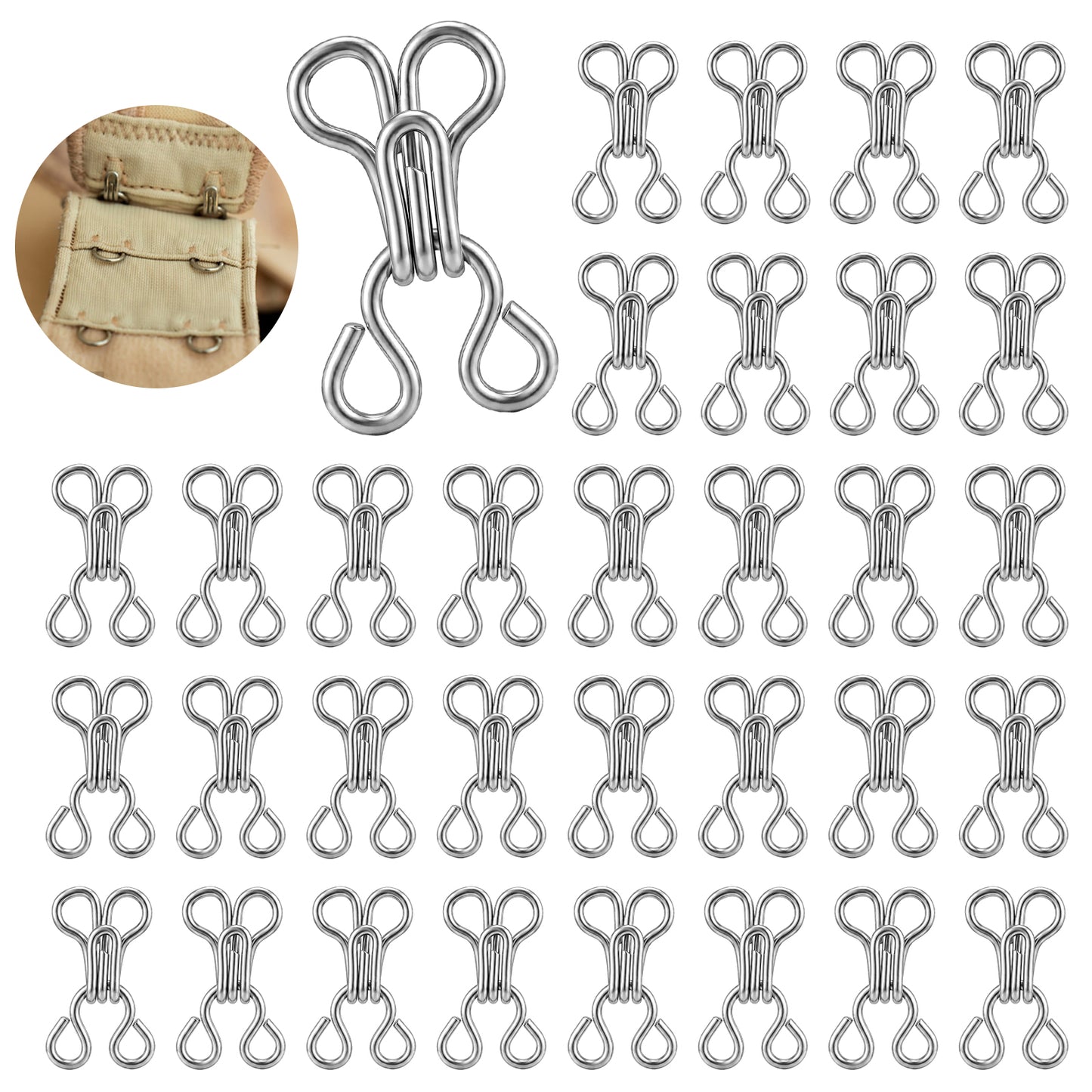 Yuomeaz 150 PCS Hook and Eye Closure, Bra Hooks Replacement 13mm Hook and Eye Latch Sewing for Clothing Sewing Trousers Skirts Bra DIY Crafts