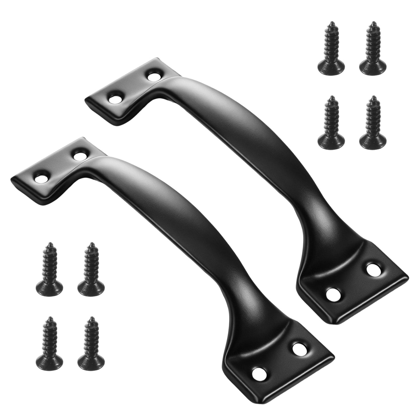 Falzqq 2 Pack Gate Handle Door Pulls 5 Inch Black Metal Garage Door Handle with Screws for Outdoor, Drawer, Shed, Screen, Fence