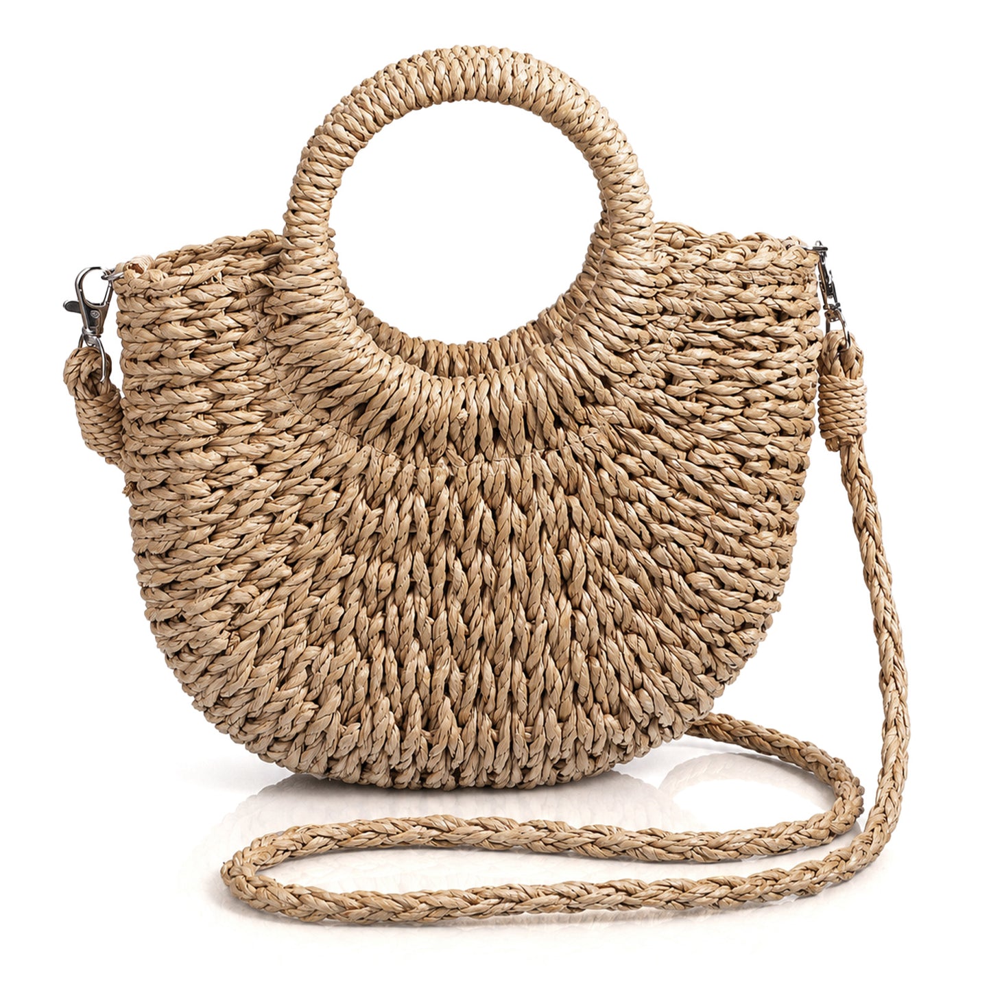 Grevosea Handwoven Straw Beach Crossbody Bag for Women, Small Rattan Boho Wicker Handbag Purse with Top Handle, 2026 Summer Cute Vacation Travel Clutch